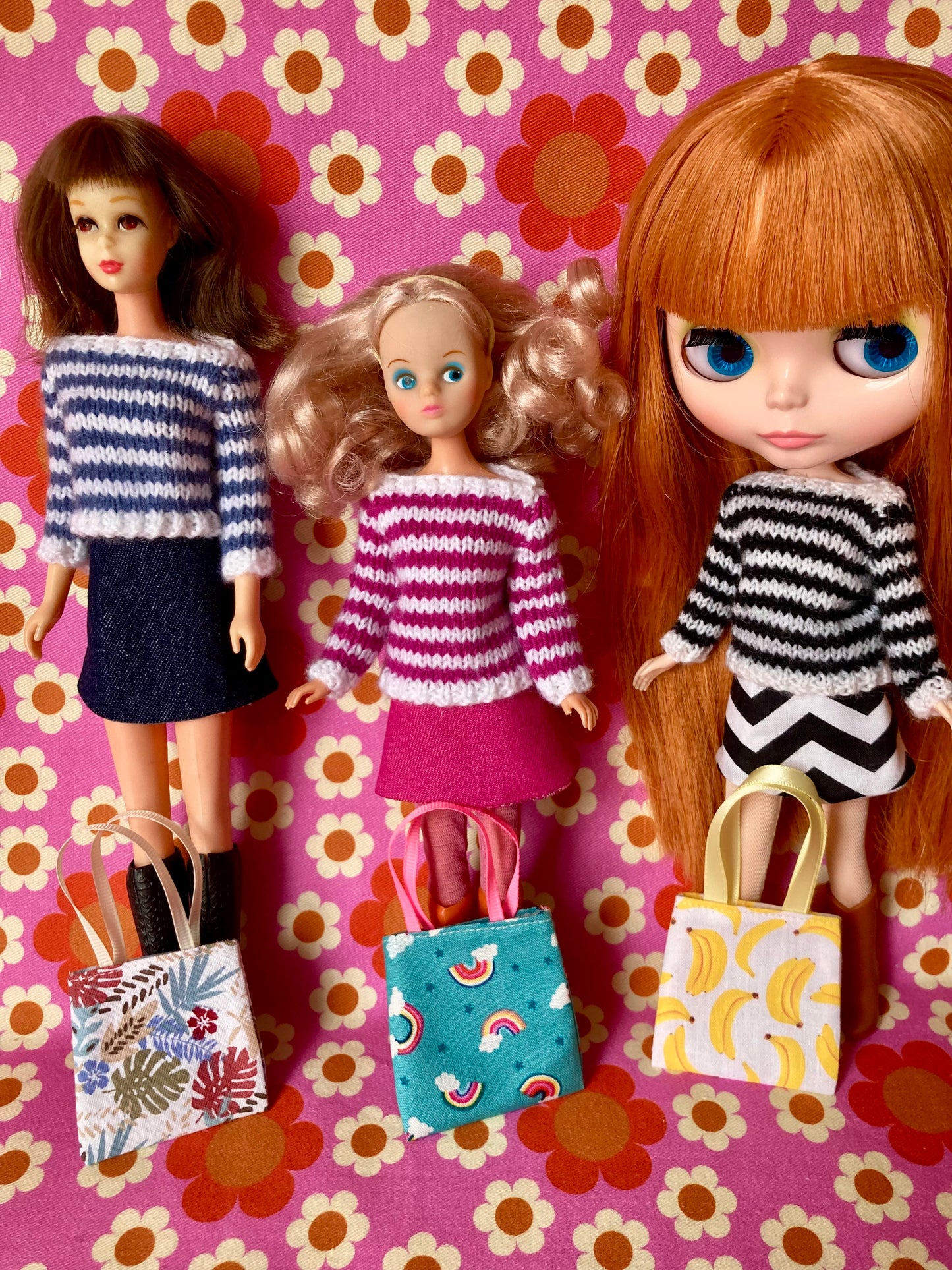 Breton Sweater, Skirt & Bag for Blythe Doll