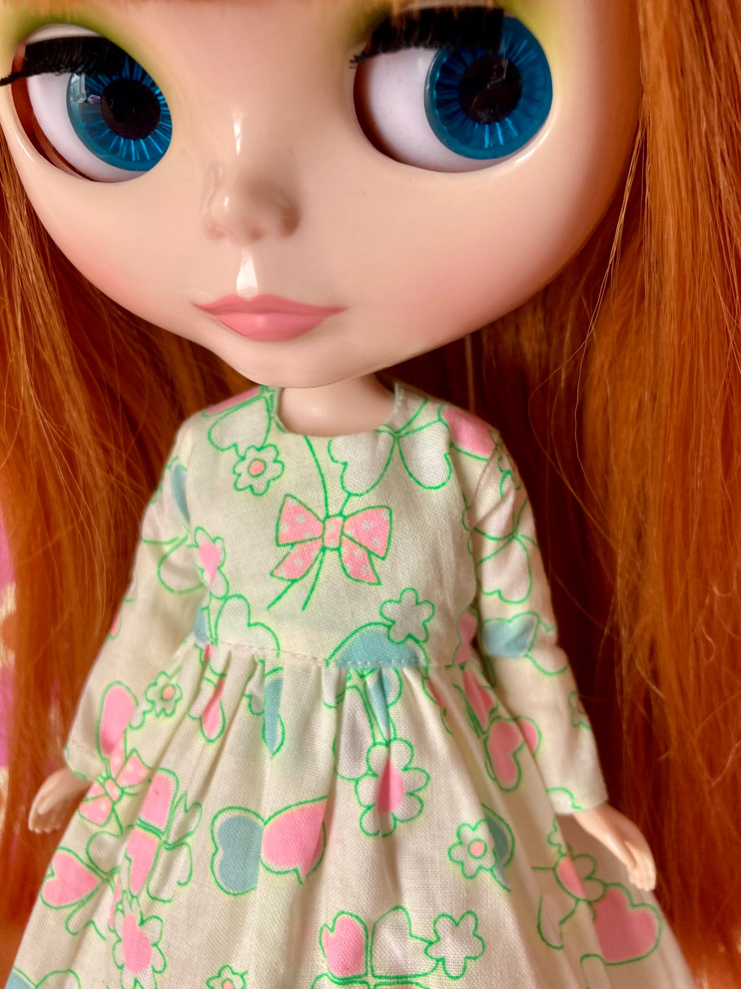 Antique Pink Cute Daisy Clover Dress for Blythe Doll