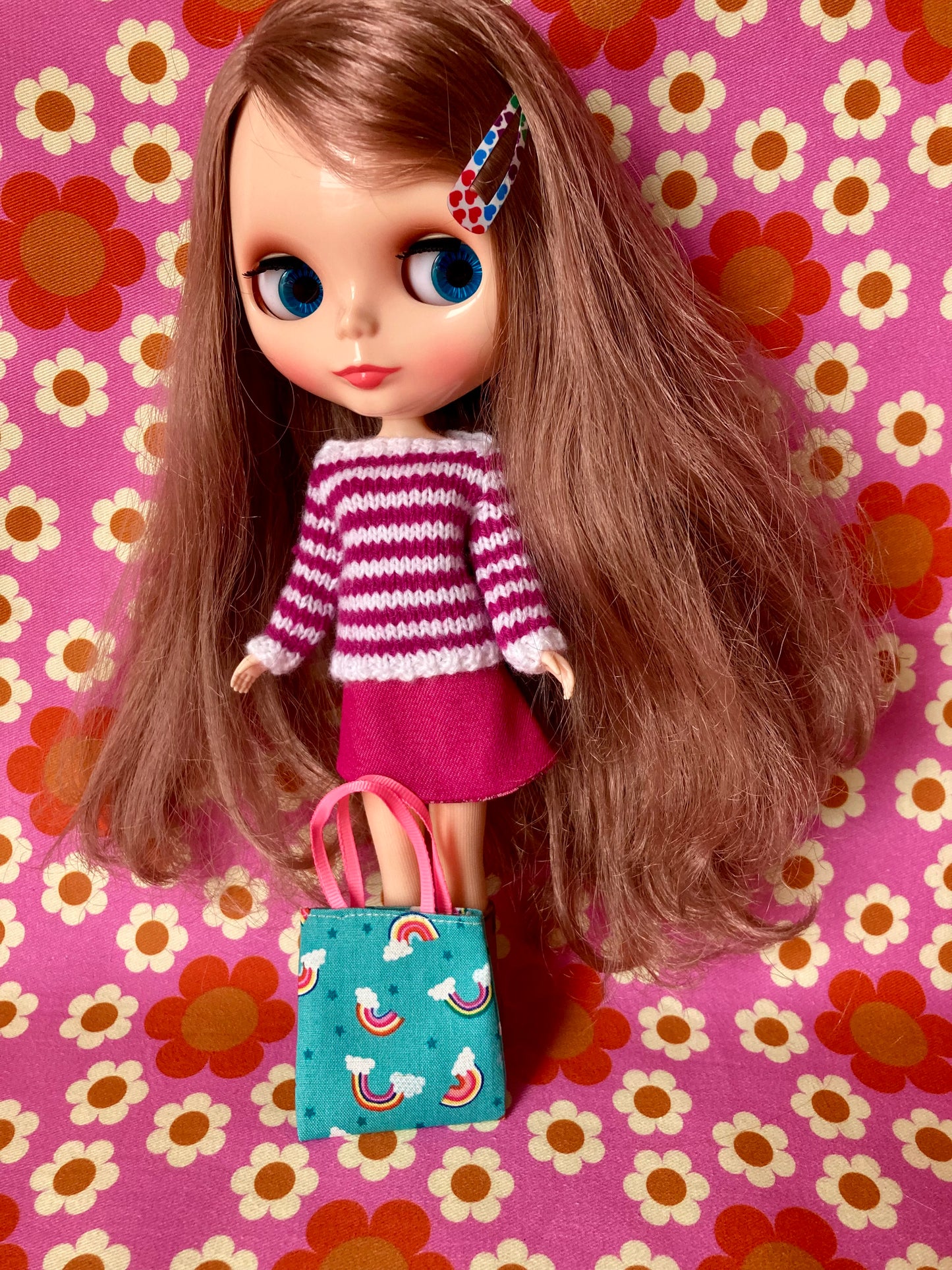 Breton Sweater, Skirt & Bag for Blythe Doll