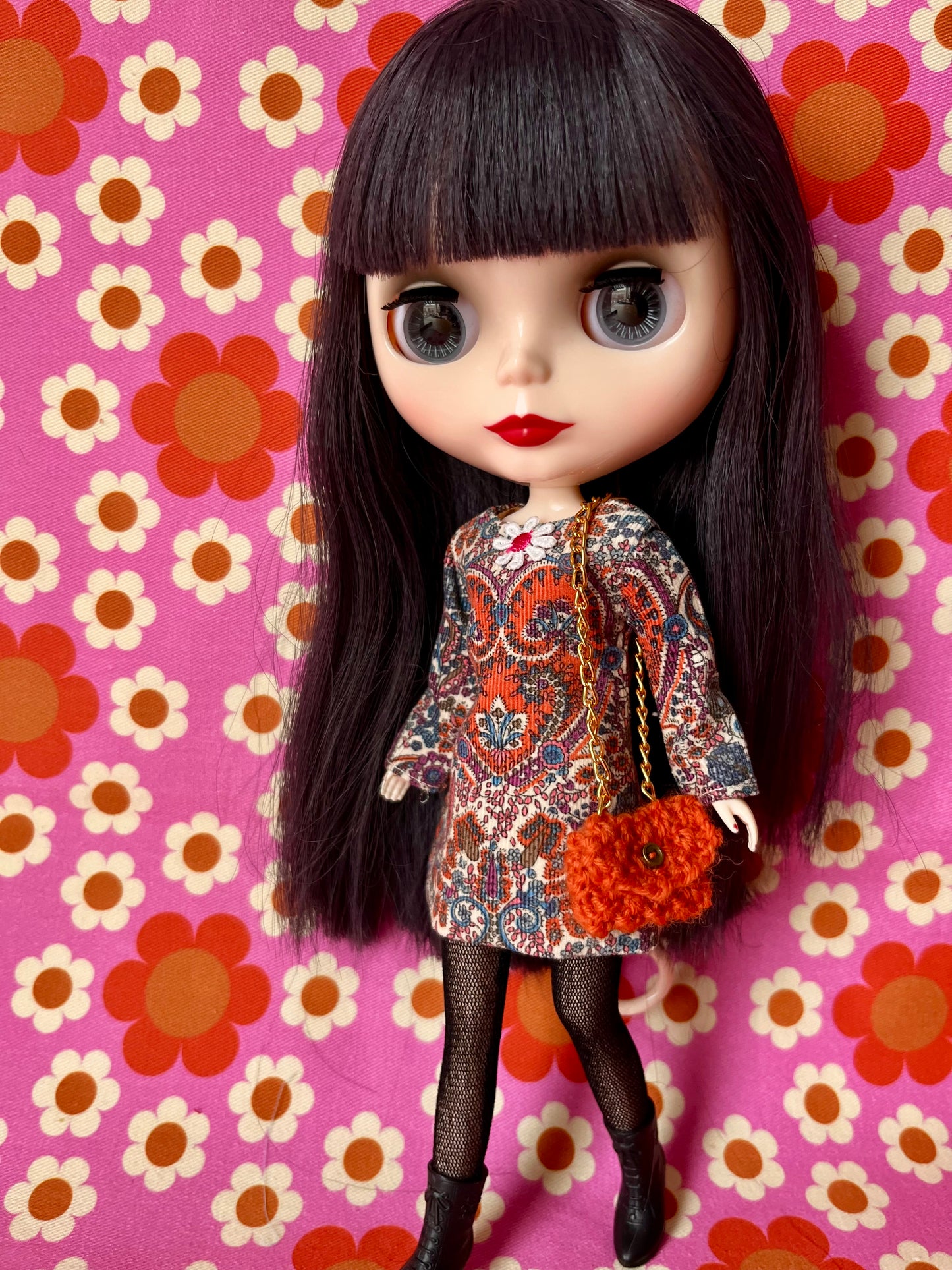 Liberty Corduroy Shift dress with sleeves & Bag which opens