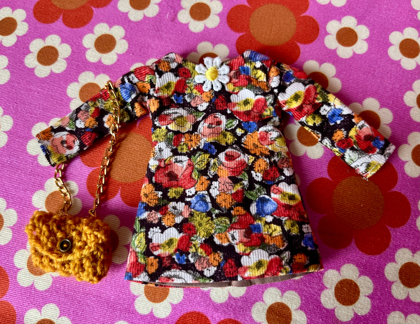 Liberty Corduroy Shift dress with sleeves & Bag which opens