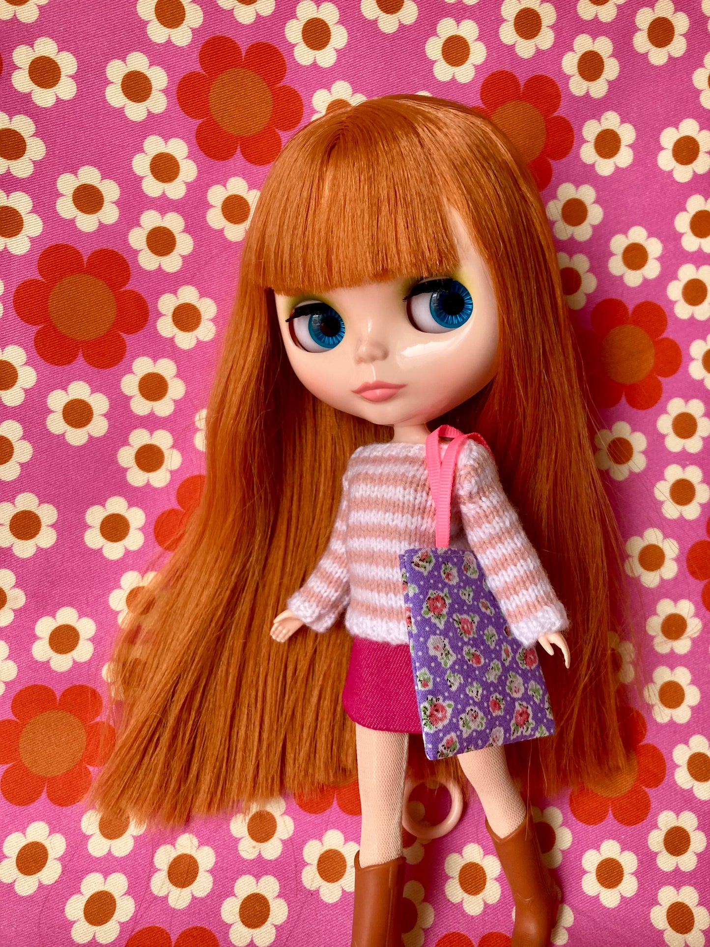 Breton Sweater, Skirt & Bag for Blythe Doll
