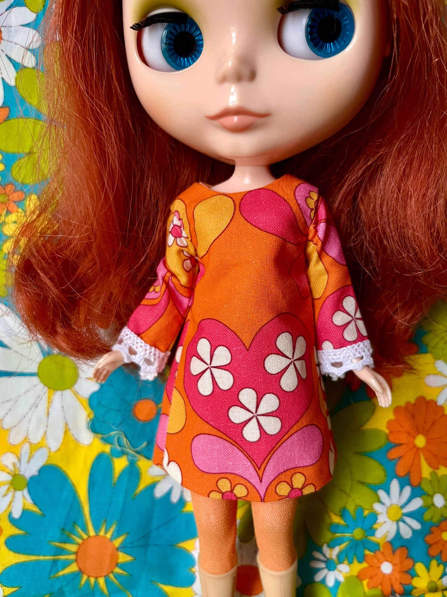 Alice Apple Mod Shift dress with sleeves OOAK