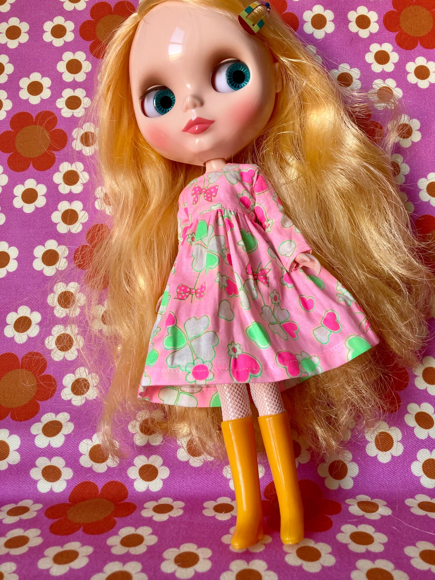 Antique Pink Cute Daisy Clover Dress for Blythe Doll