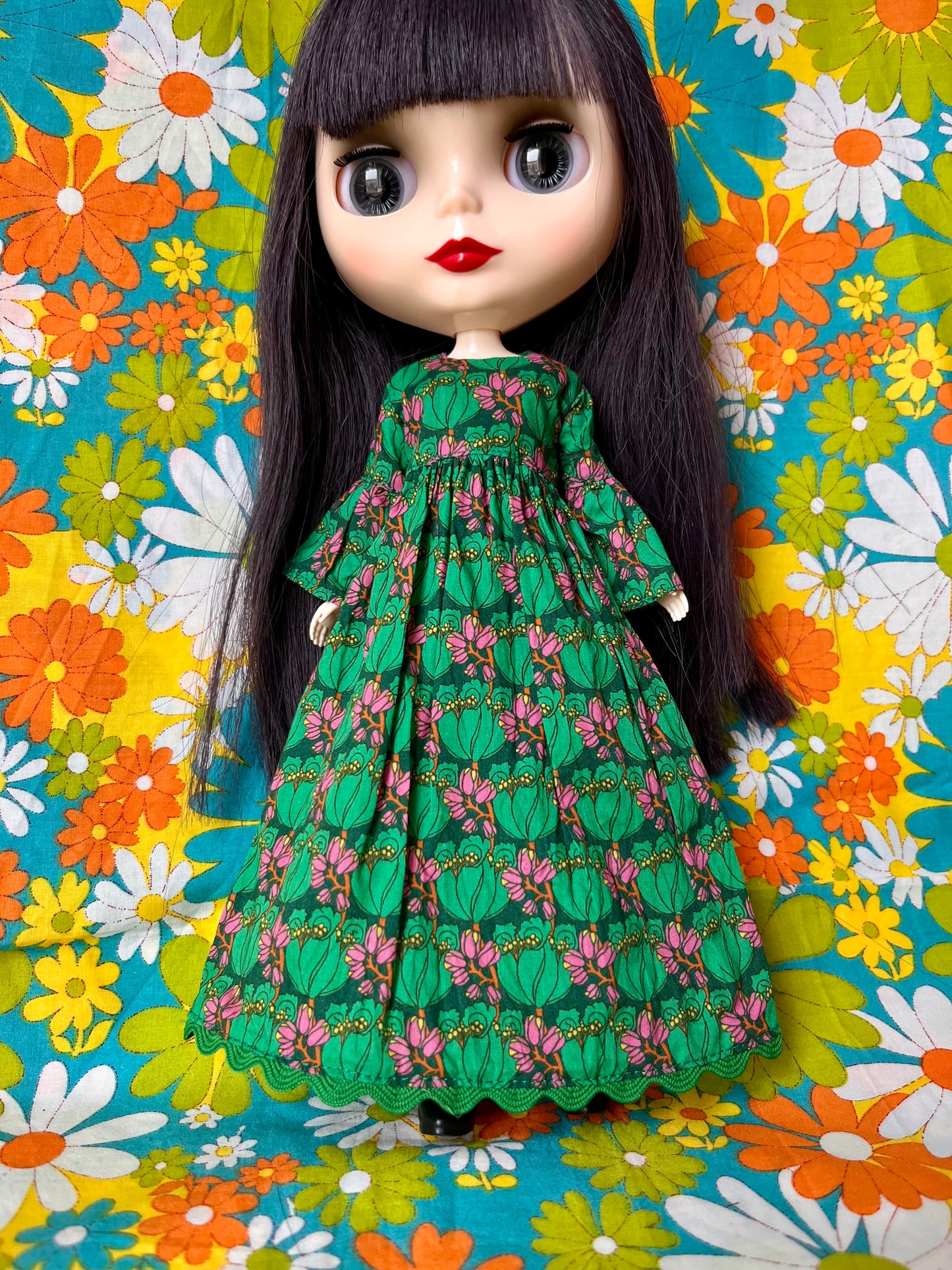 Liberty Tudor Tulip Green  Psychedelic Dress