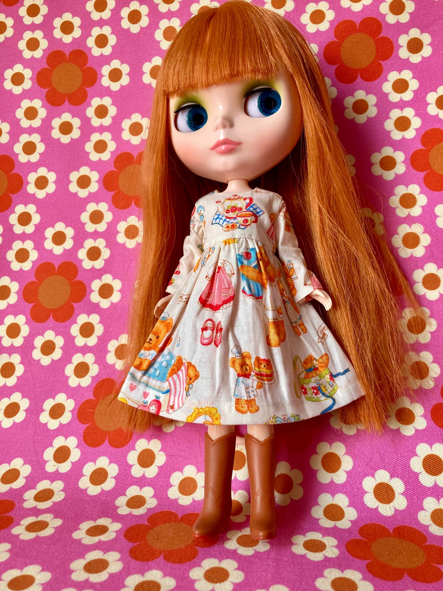 Cream Teddy Dress for Blythe Doll