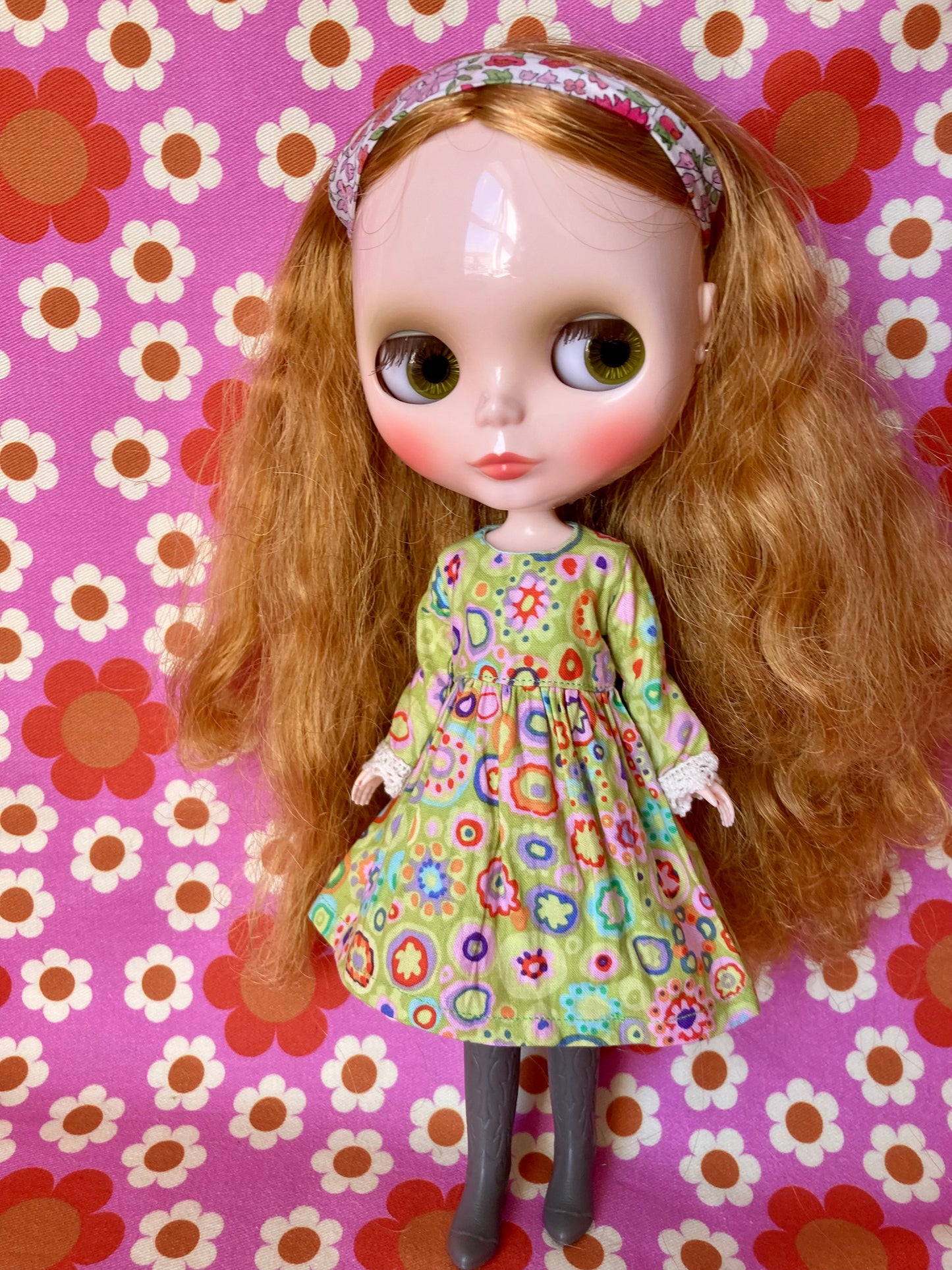 Paperweight Green Long Sleeve Dress for Blythe Doll