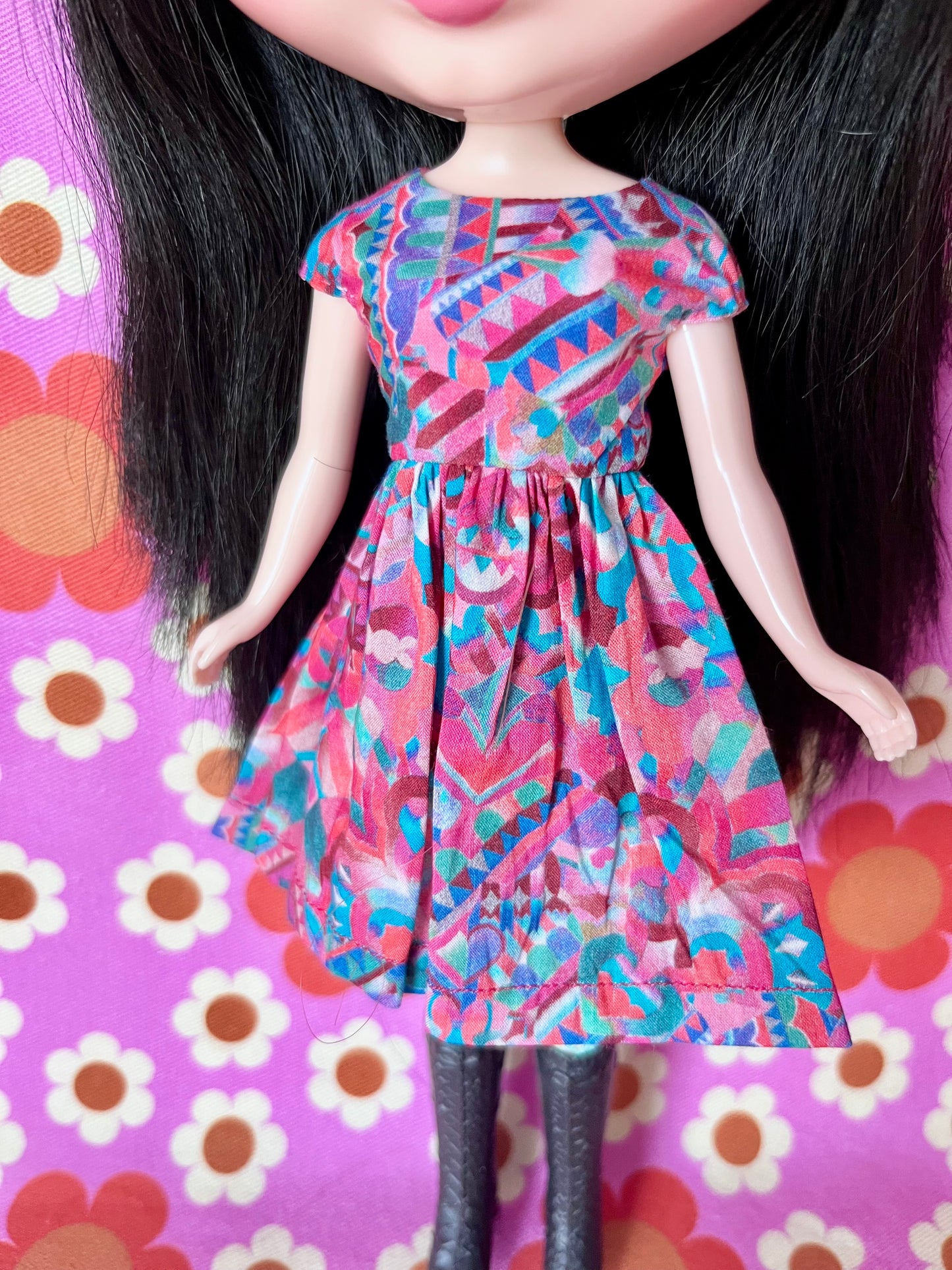 Liberty Cap Sleeve Dress for Blythe Doll