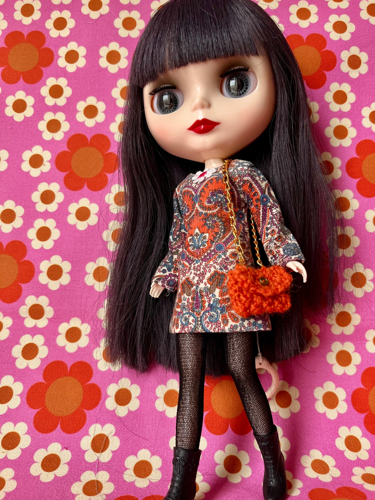 Liberty Corduroy Shift dress with sleeves & Bag which opens