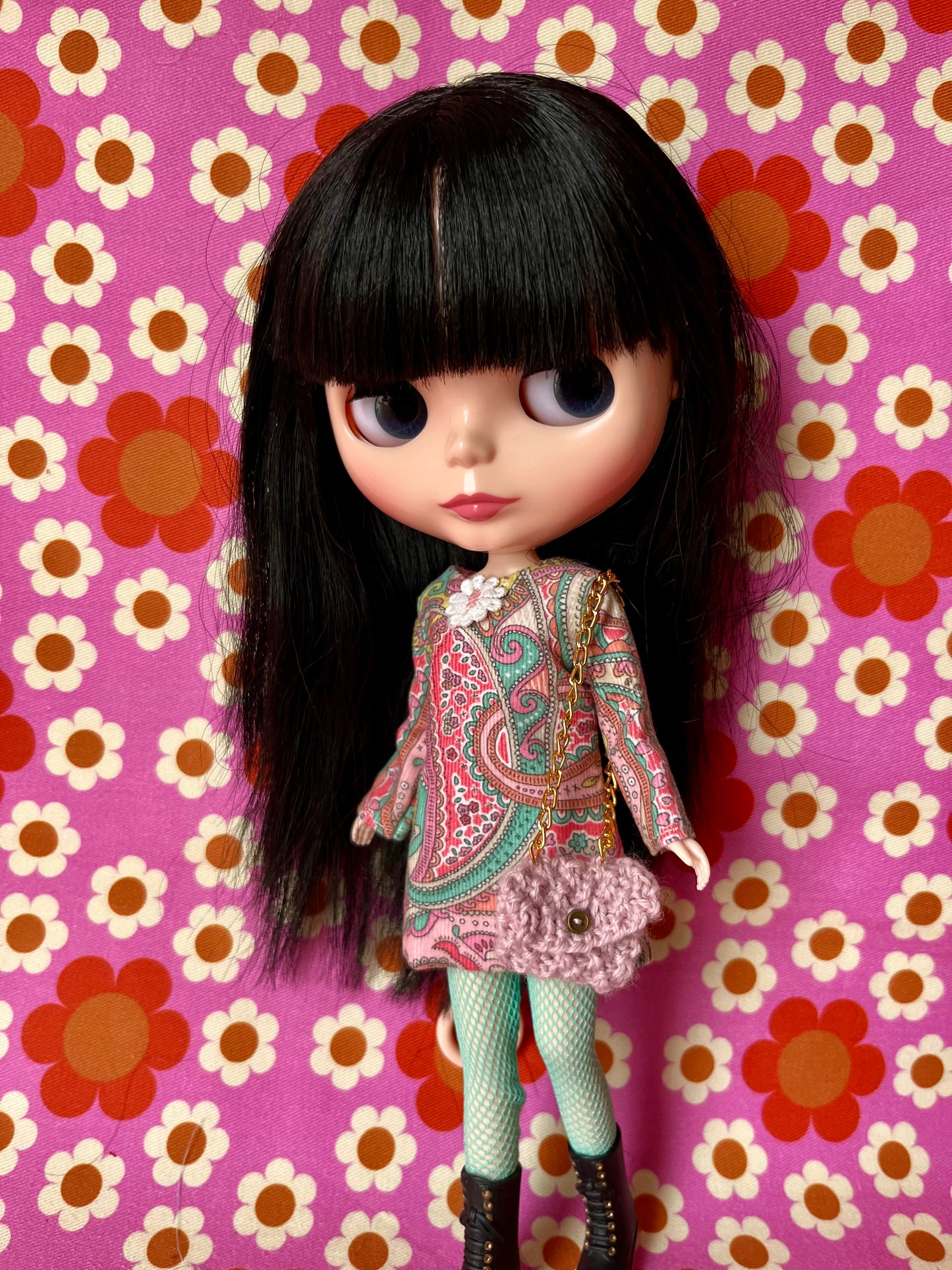 Liberty Corduroy Shift dress with sleeves & Bag which opens