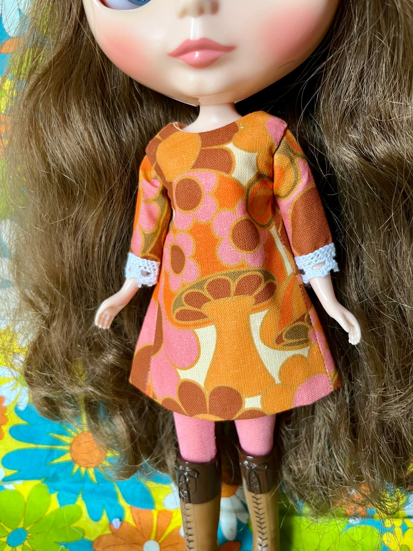 Alice Apple Mod Shift dress with sleeves OOAK