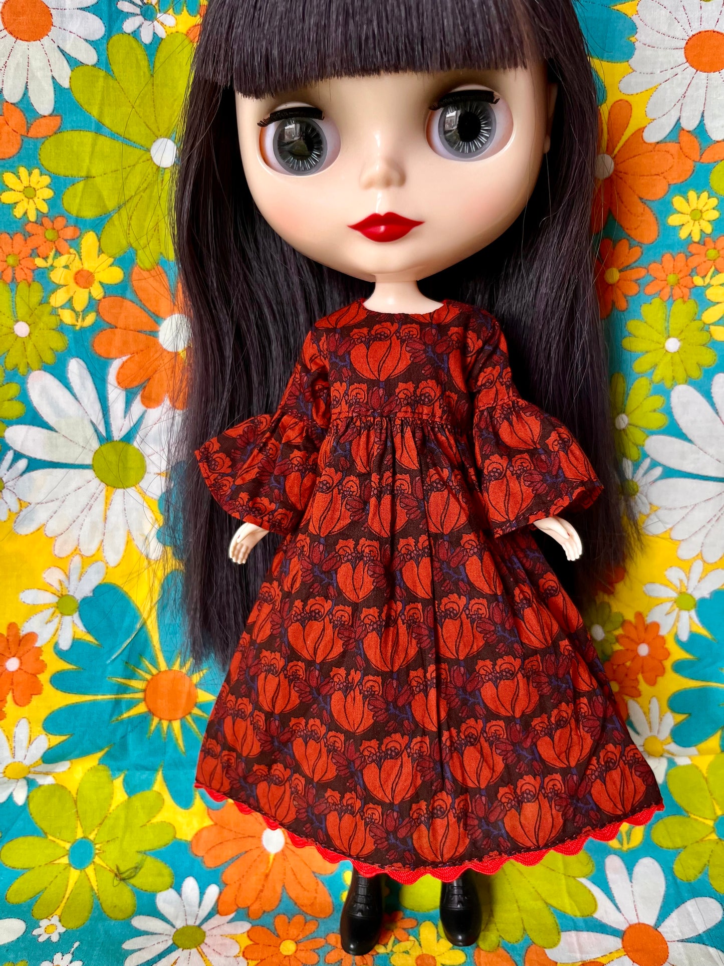 Liberty Red Tudour Tulip Psychedelic Dress