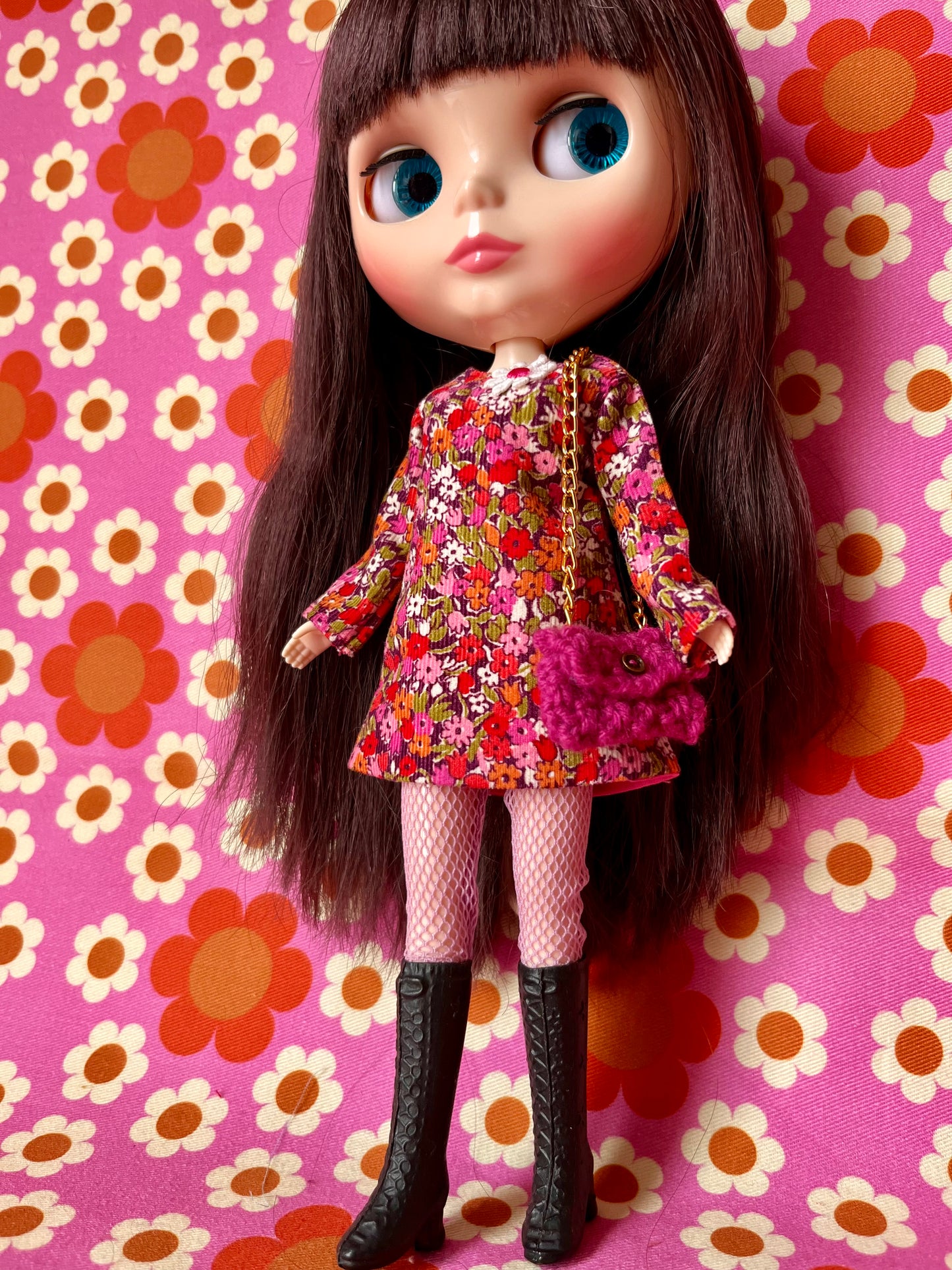 Liberty Corduroy Shift dress with sleeves & Bag which opens