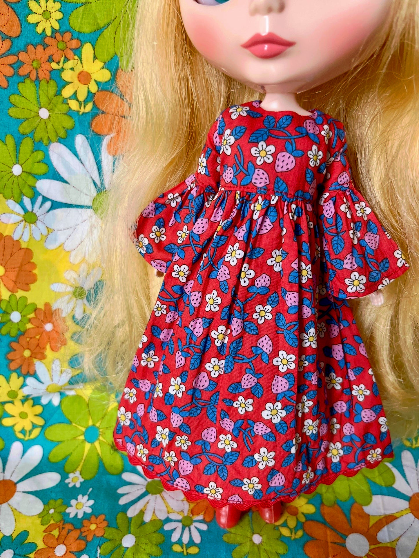 Liberty Red Strawberry Fields Beatles Psychedelic Dress