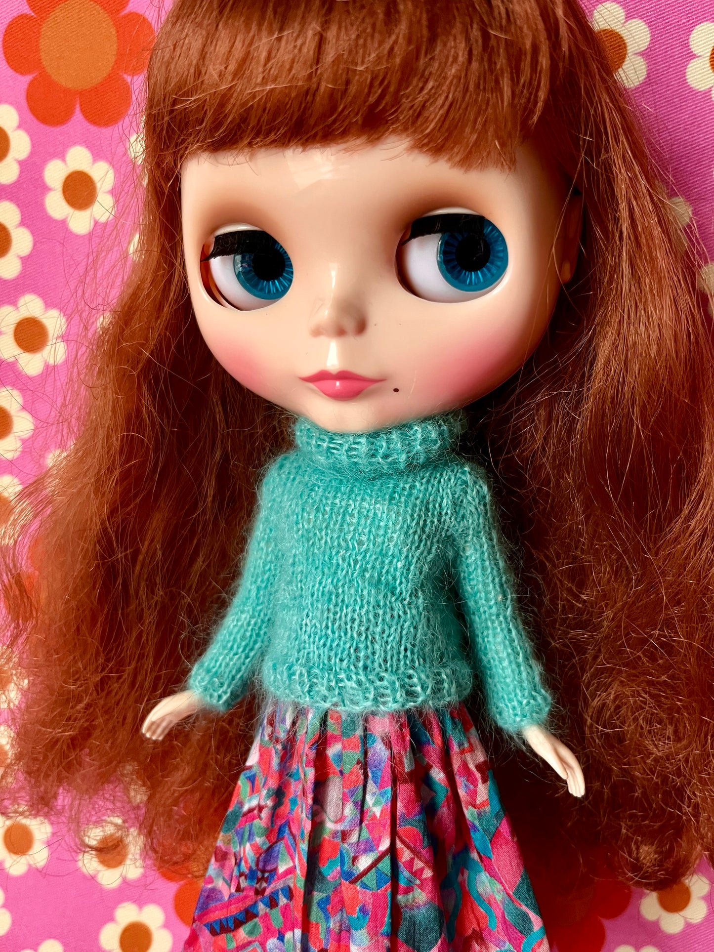 Liberty Skirt & Mohair Sweater Set for Blythe Doll
