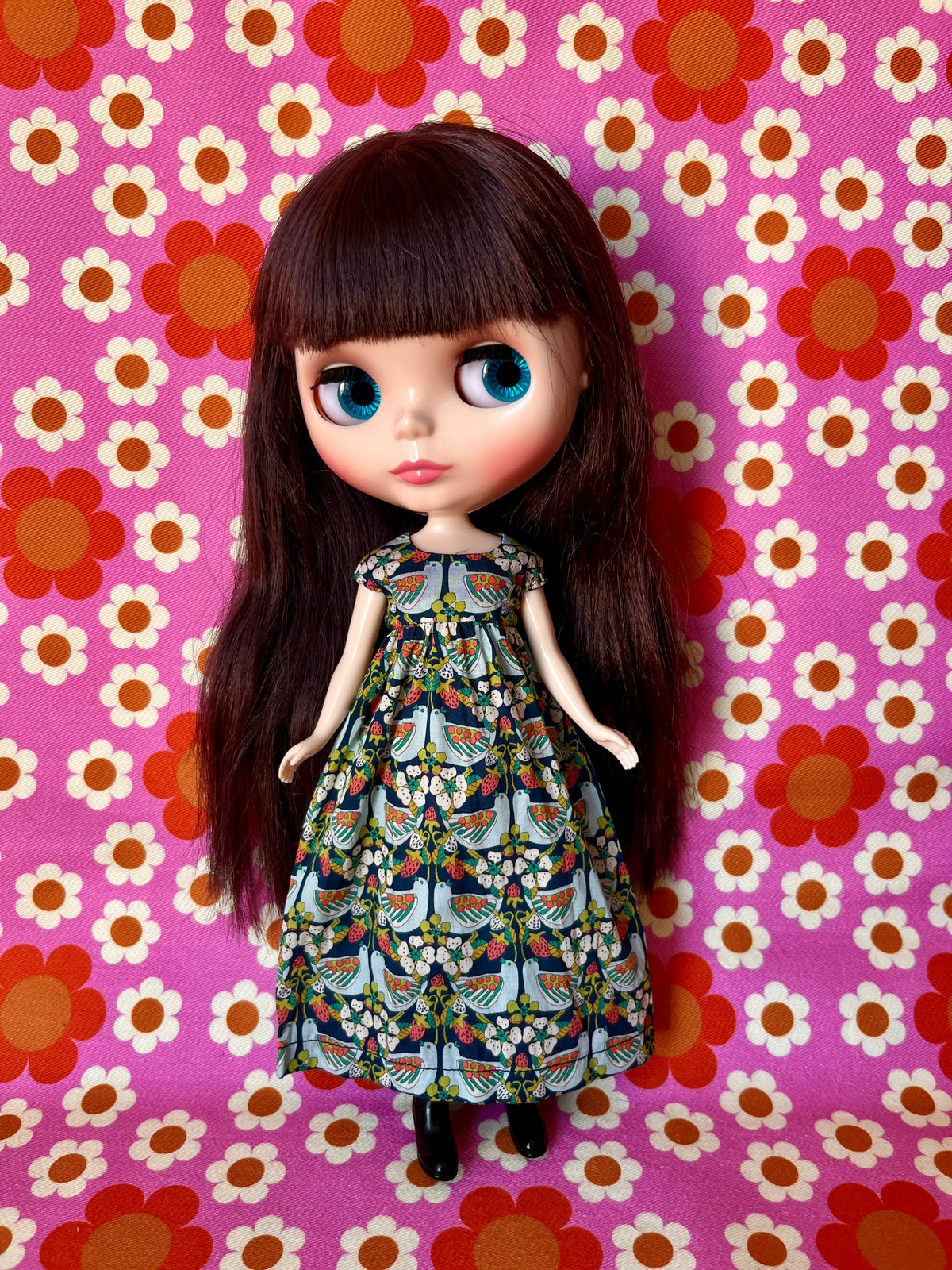 Goth Austen Liberty Regency Dress for Blythe Doll Deco Strawberry Theif