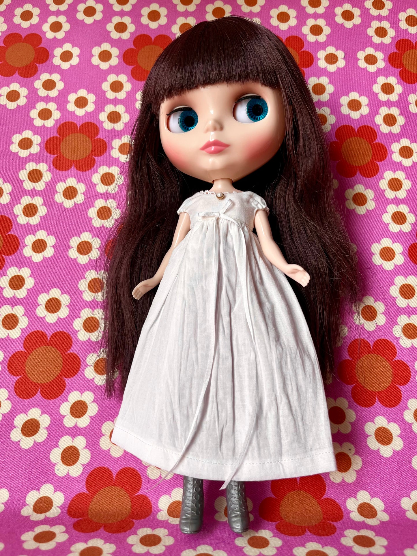 Jane Austen Long White Dress with Silk Bow