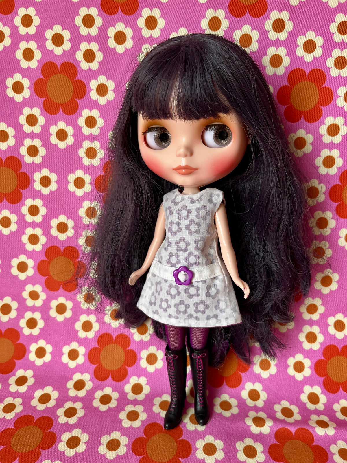 Purple Daisy Buckle Mod Cilla Shift dress