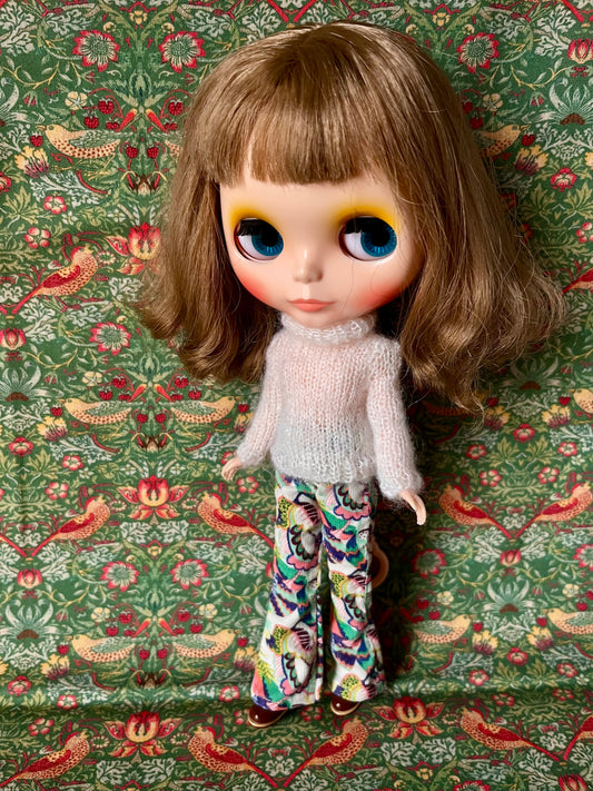 Liberty Corduroy Flared Trousers & Mohair Sweater Set for Blythe Doll