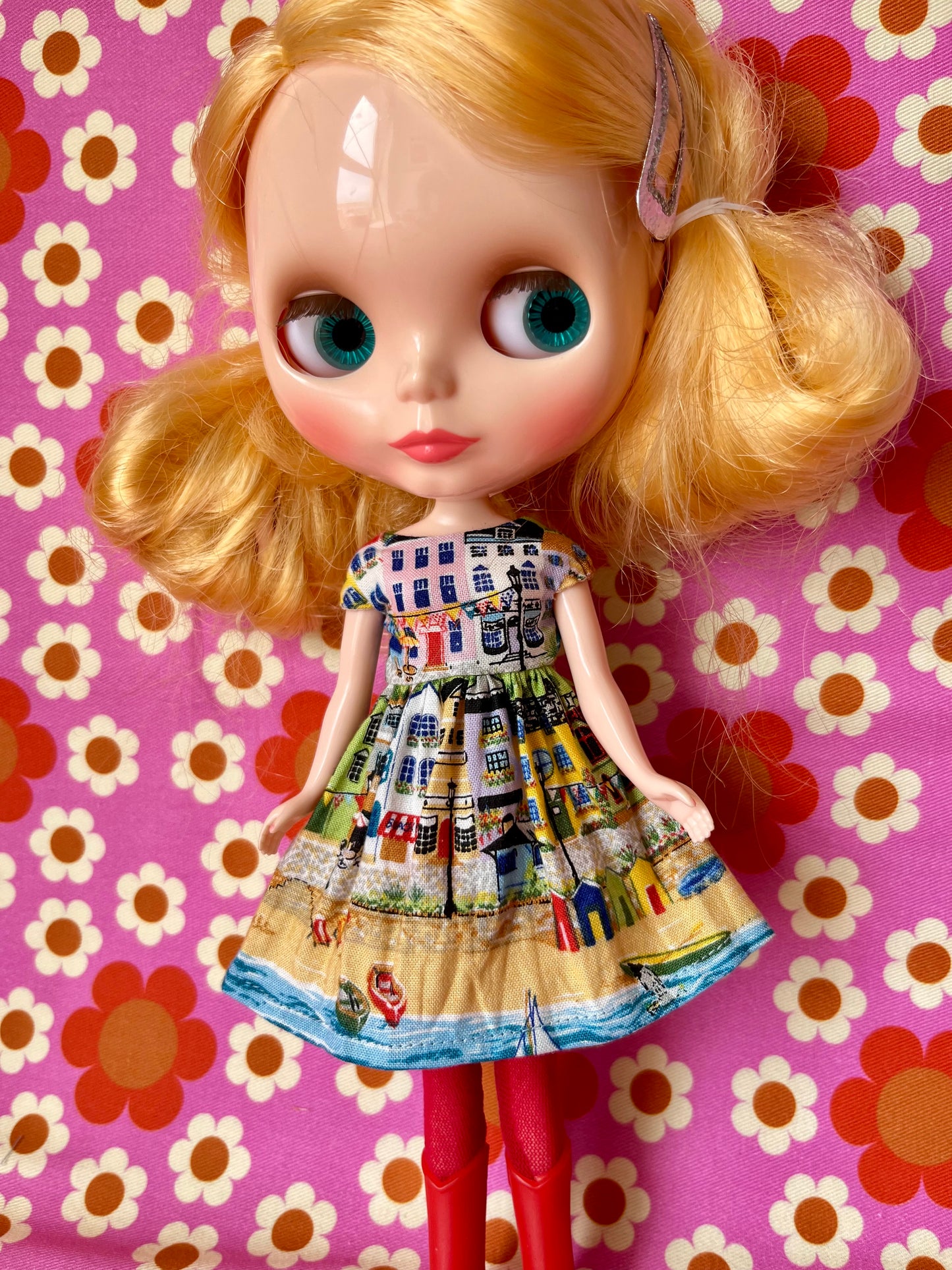 Seaside Summer Cap Sleeve Dress for Blythe Doll