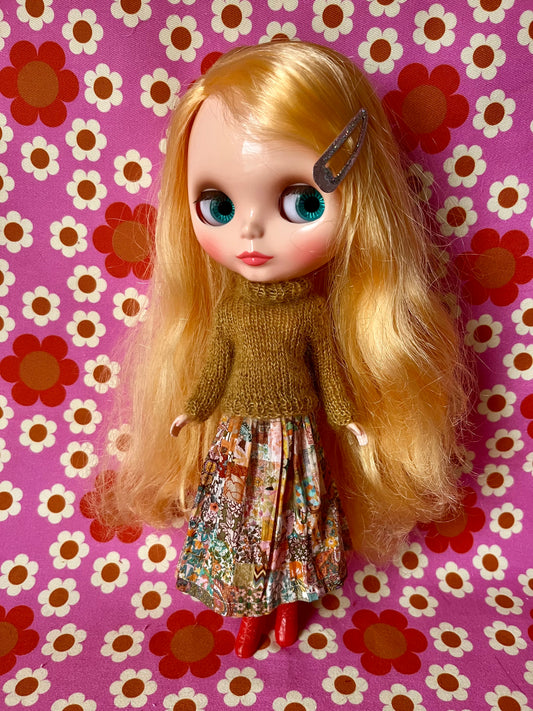 Liberty Skirt & Mohair Sweater Set for Blythe Doll
