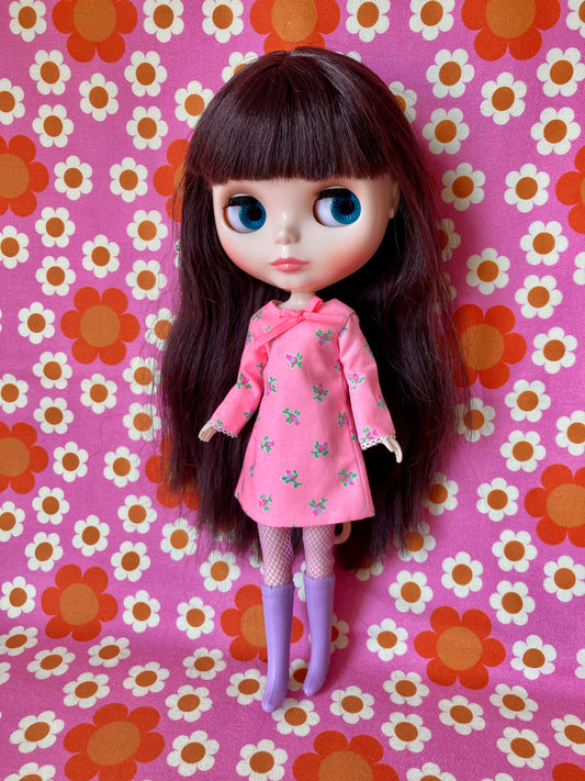 Neon Rosebud Mod Shift dress with sleeves