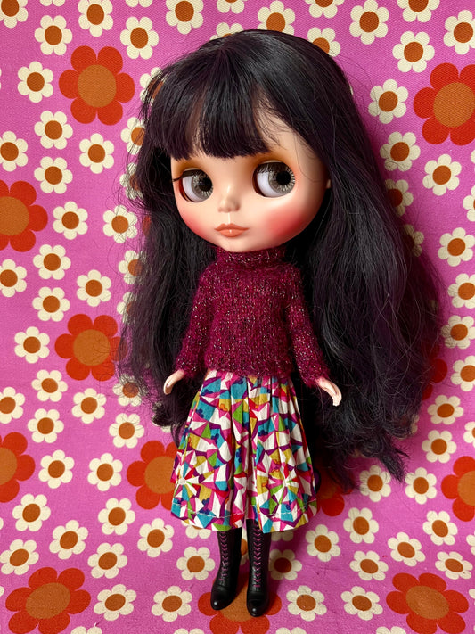 Liberty Skirt & Mohair Sweater Set for Blythe Doll