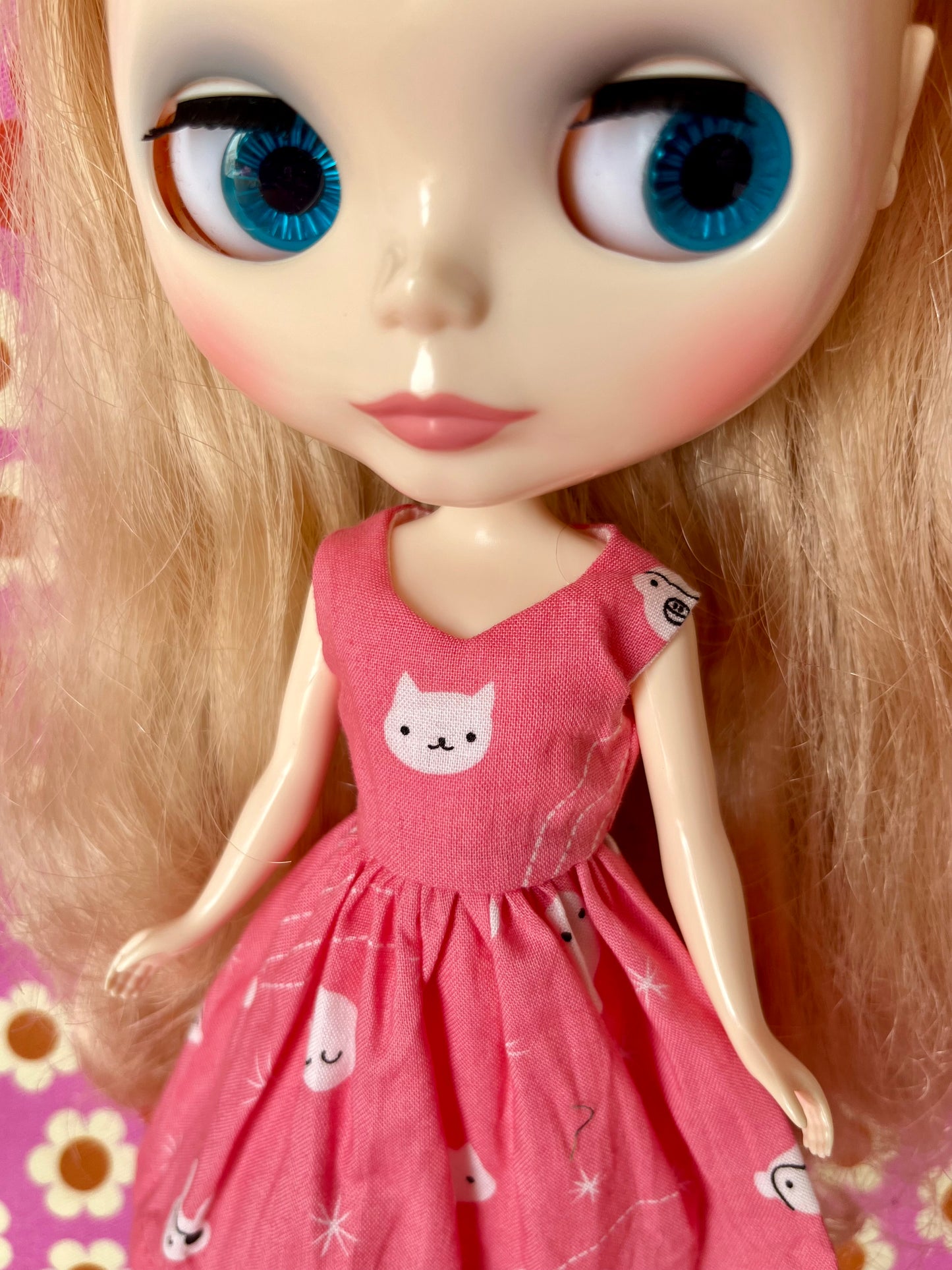 Cat Print Dress for Blythe Doll