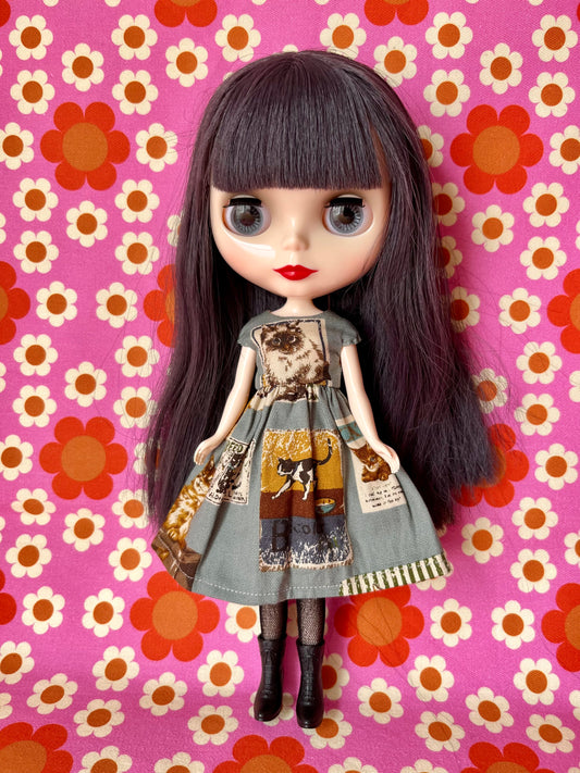 Cats Summer Cap Sleeve Dress for Blythe Doll