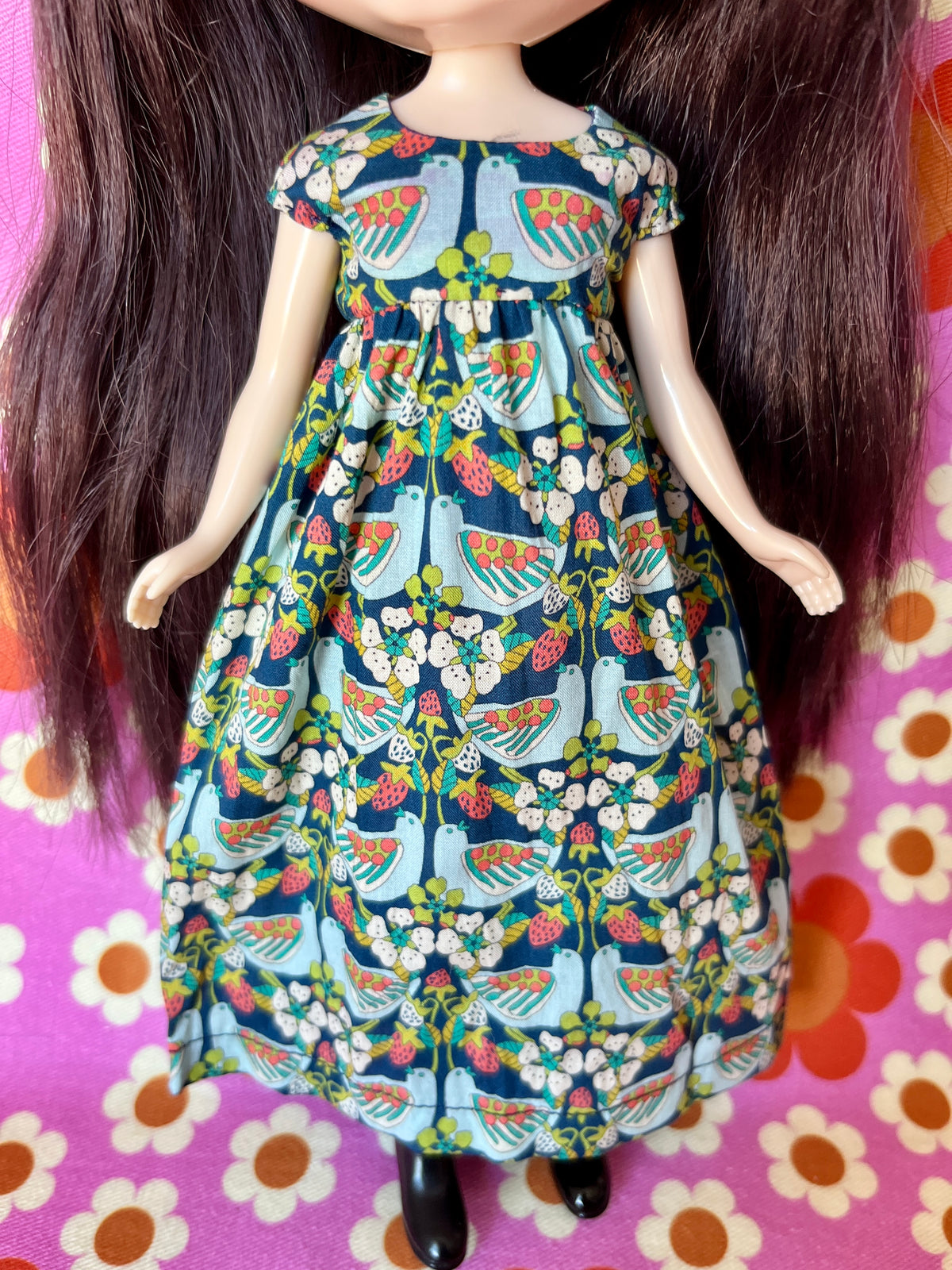 Goth Austen Liberty Regency Dress for Blythe Doll Deco Strawberry Theif