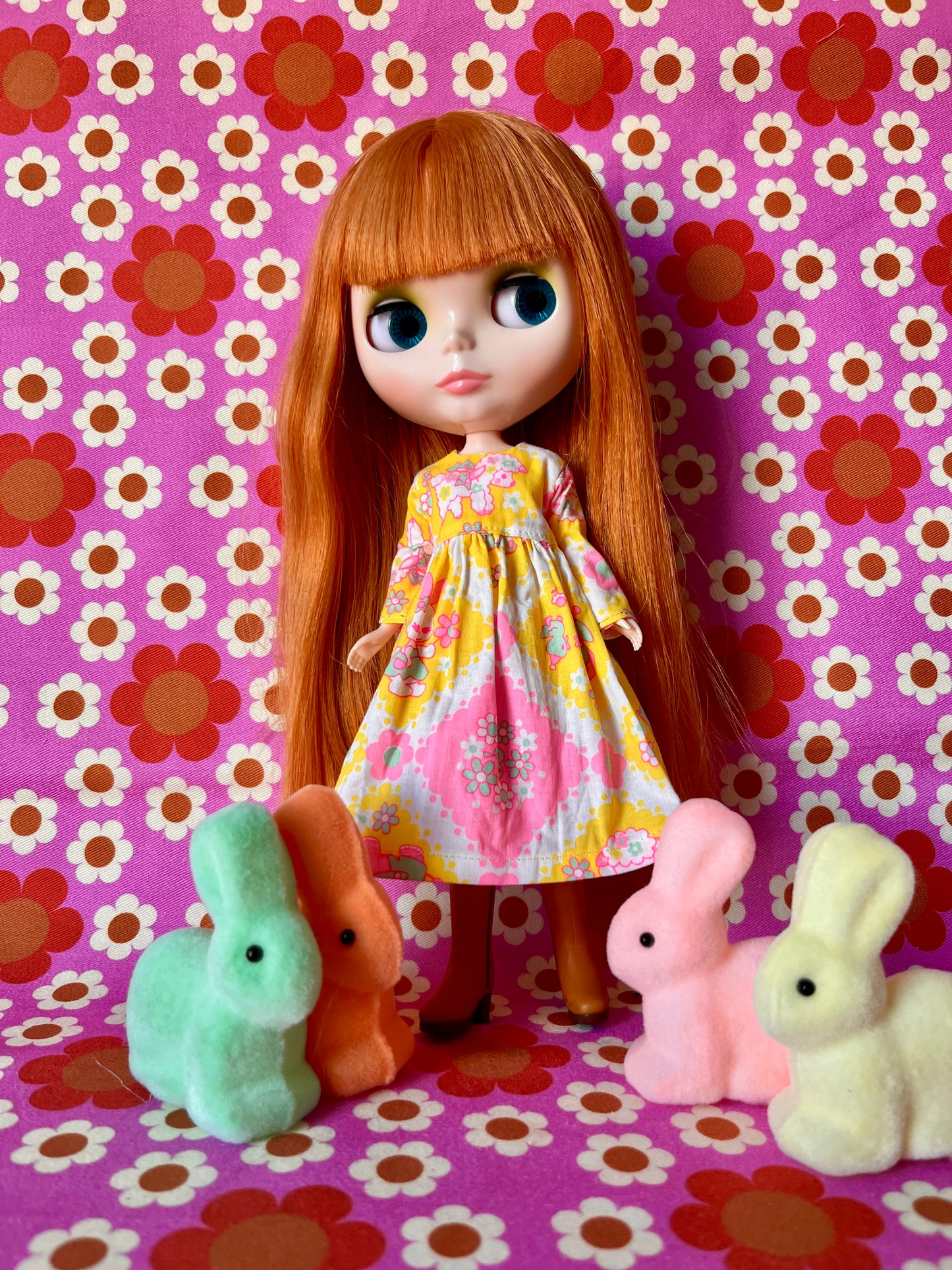 Yellow Easter Lamb Family Dress for Blythe Doll.