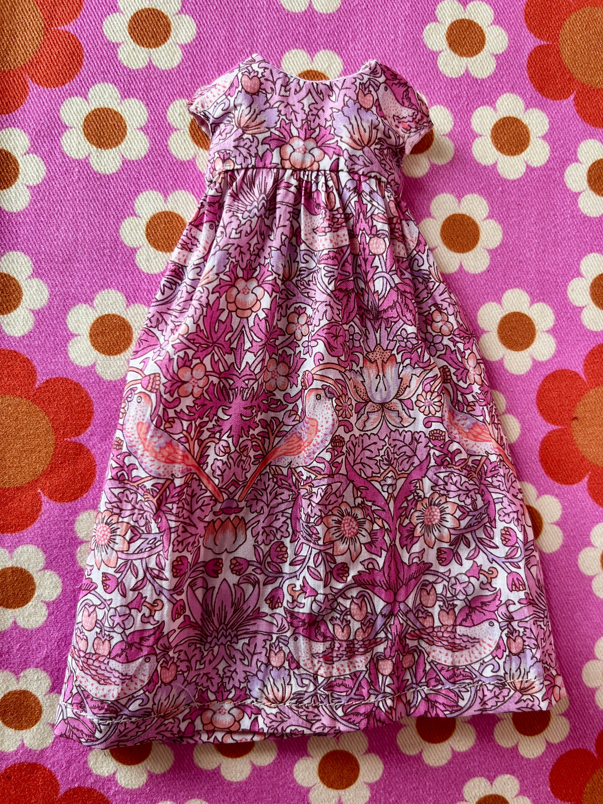 Goth Austen Liberty Regency Dress for Blythe Doll Strawberry Thief Pink