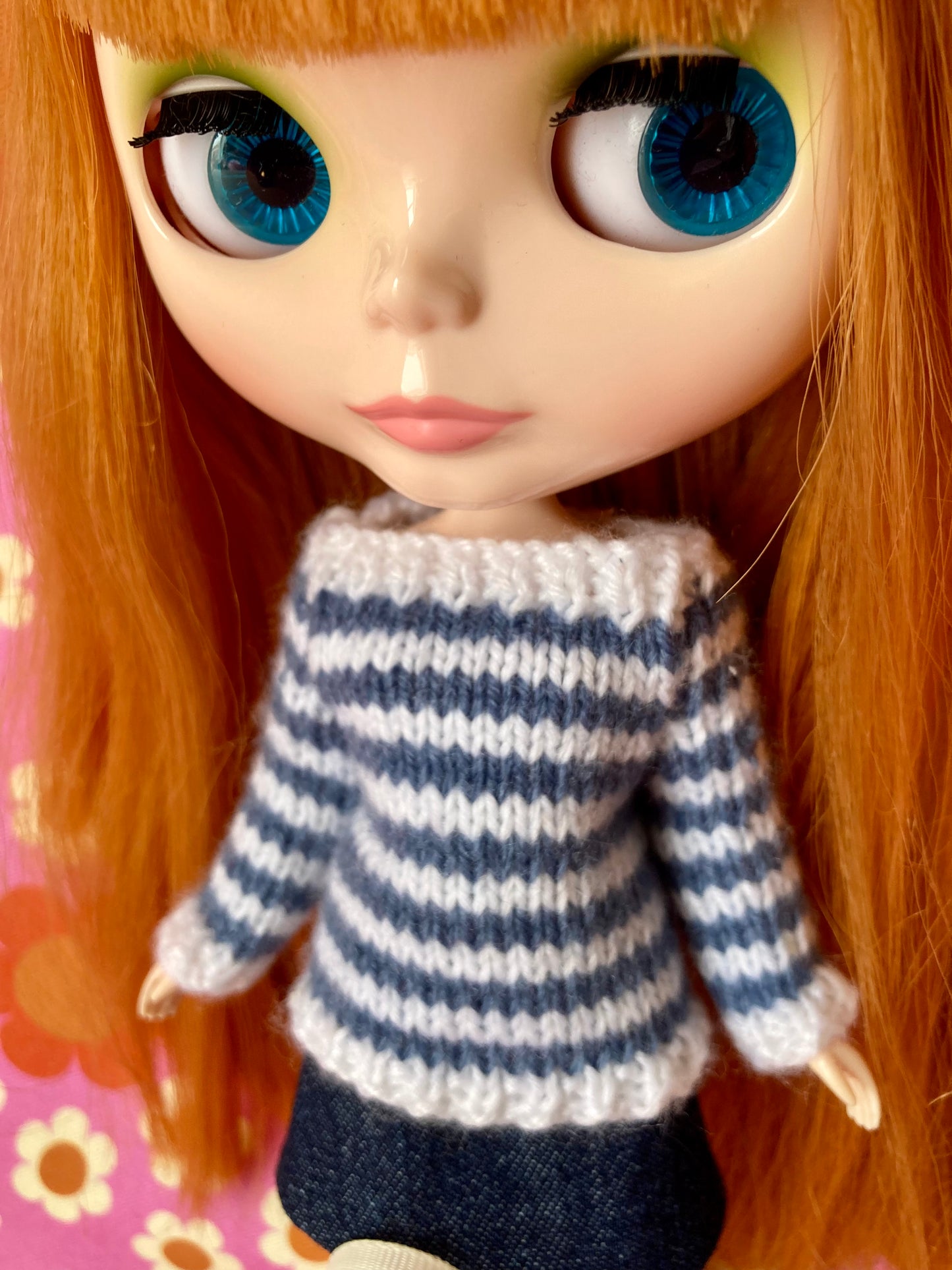 Breton Sweater, Skirt & Bag for Blythe Doll