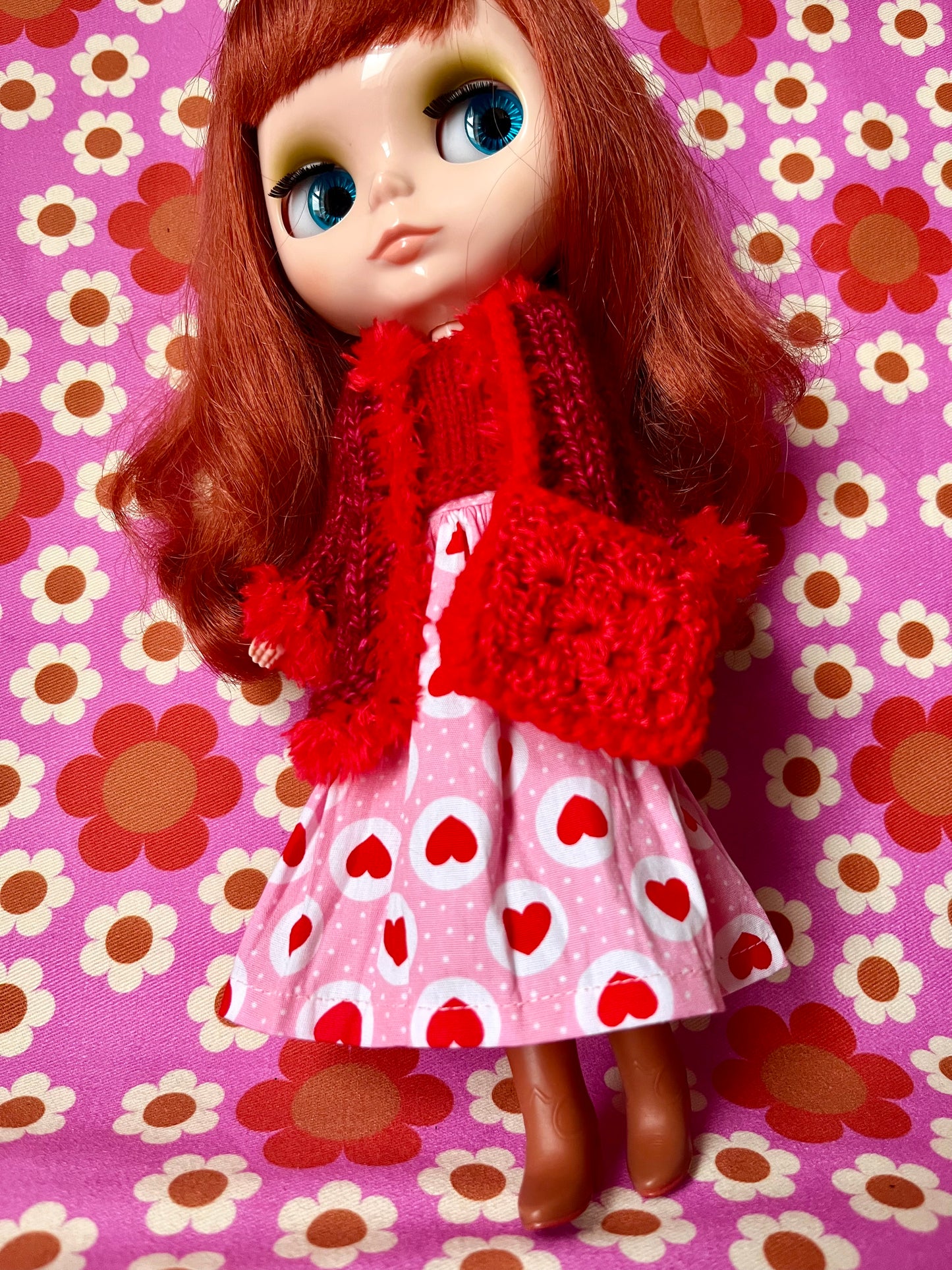 Valentine Edition: Hippie 4 Piece Set for Blythe- Coat, Skirt, Sweater, Bag