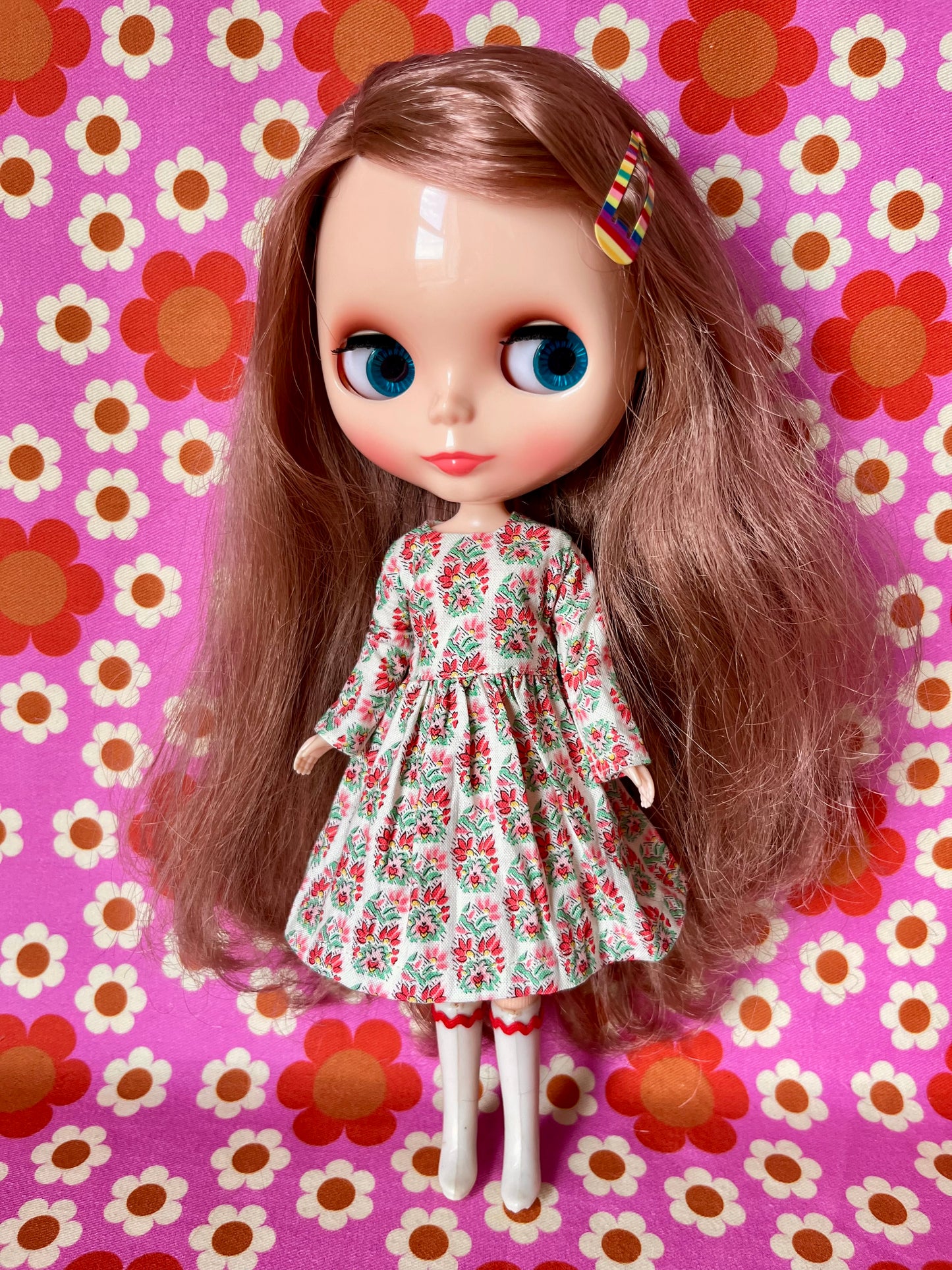 Liberty Pink Motif Valentine Dress for Blythe Doll