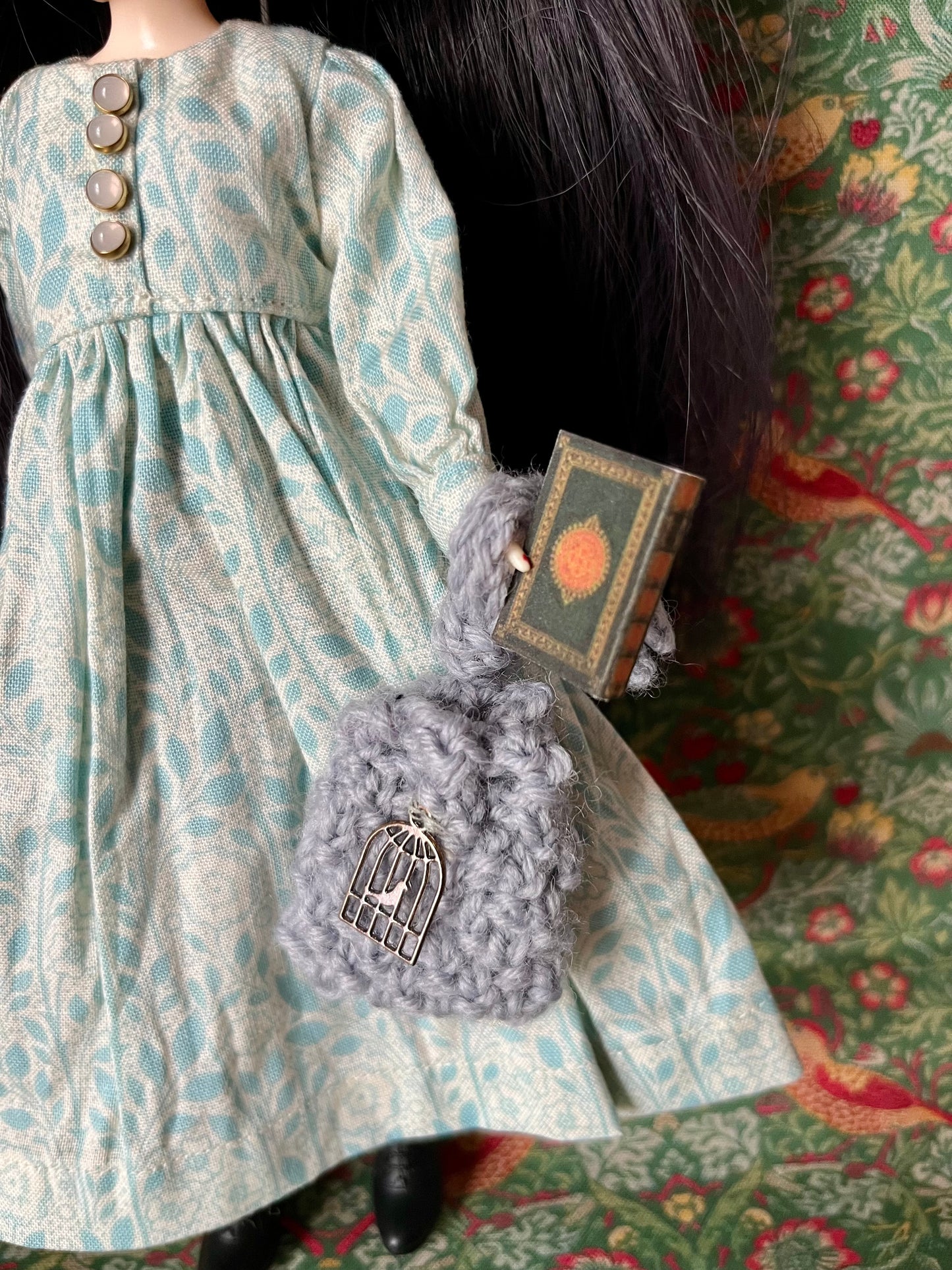 Brontë Sisters Inspired Dress with Shawl, bag & miniature book for Blythe Doll