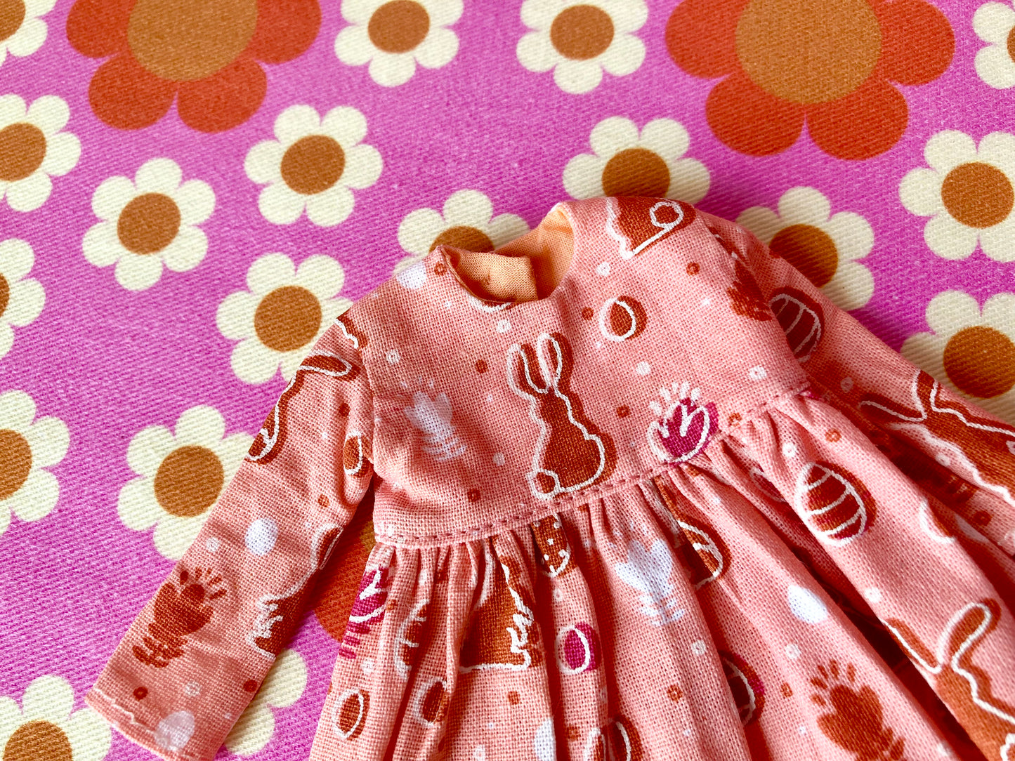 Orange Bunny Cute Print Dress for Blythe Doll