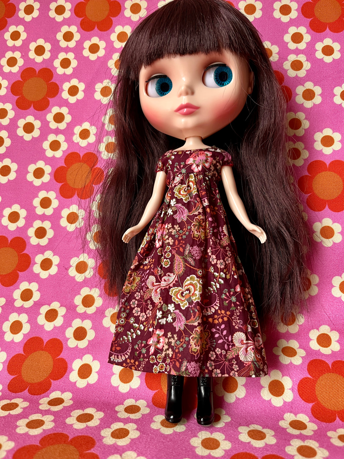 Goth Austen Liberty Regency Dress for Blythe Doll Burdundy Butterfly