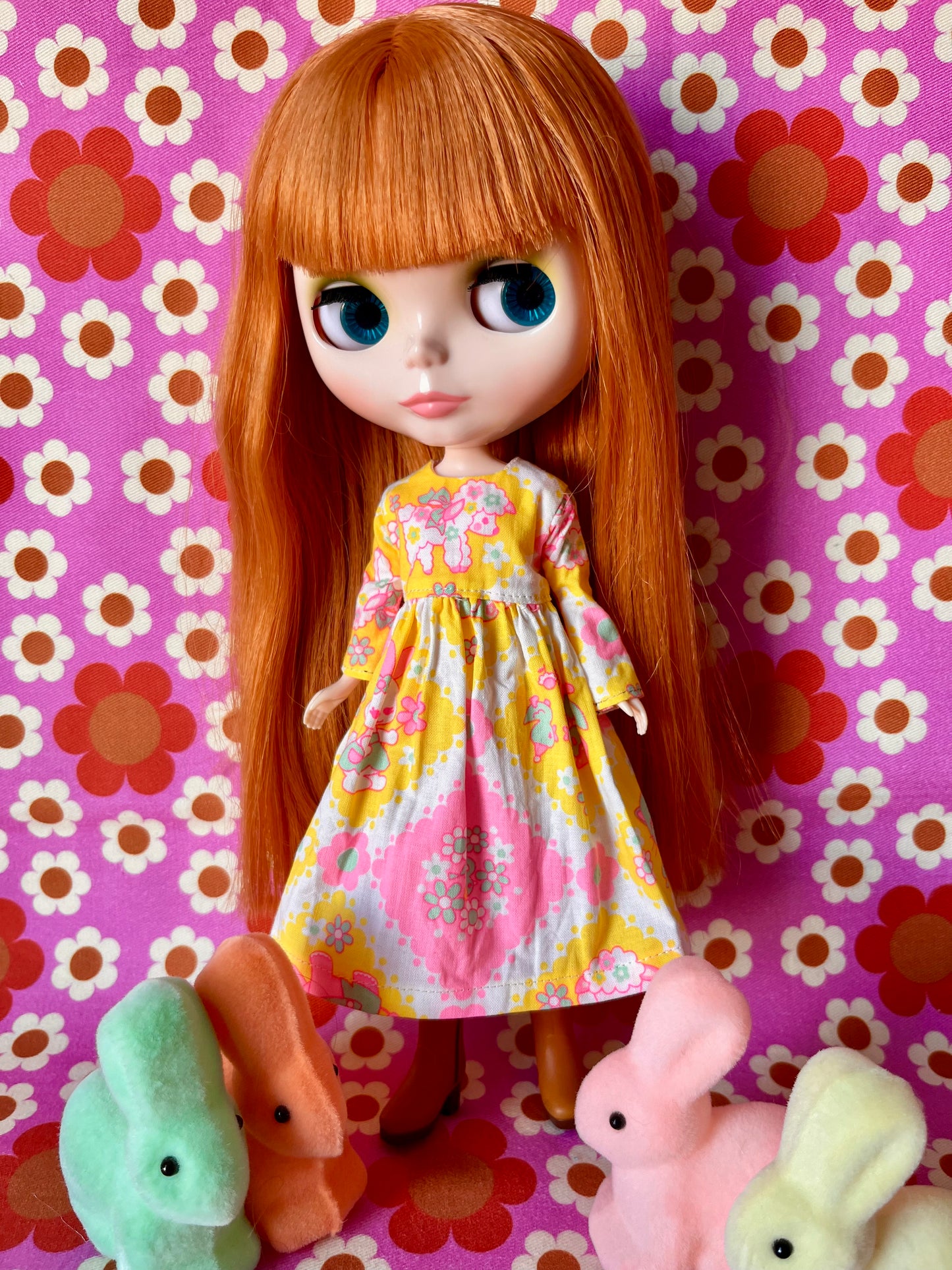 Yellow Easter Lamb Family Dress for Blythe Doll.