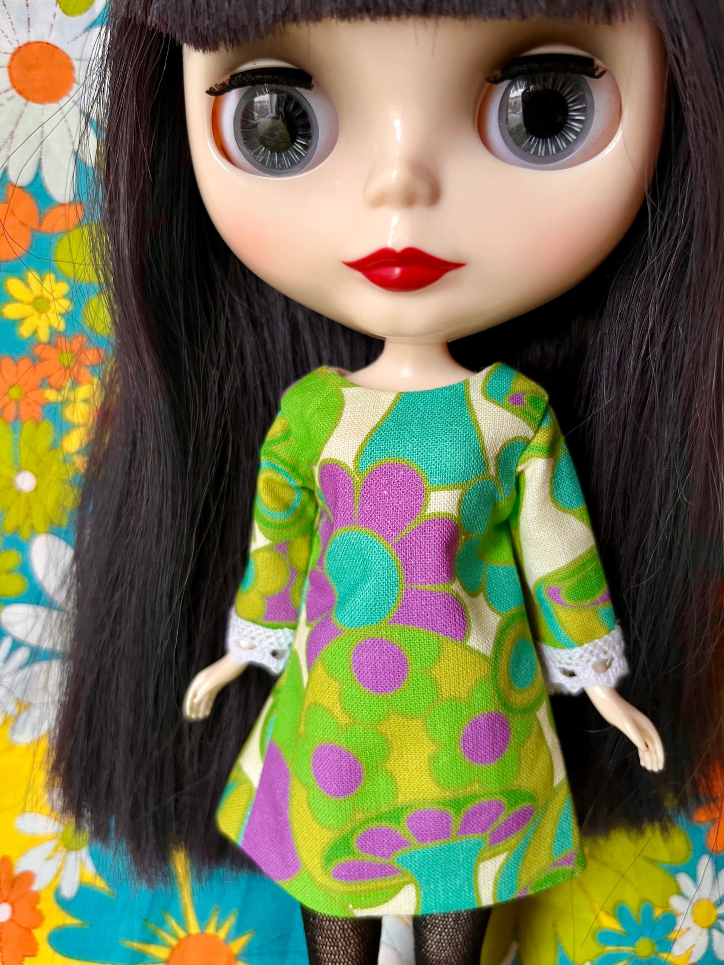 Alice Apple Mod Shift dress with sleeves OOAK