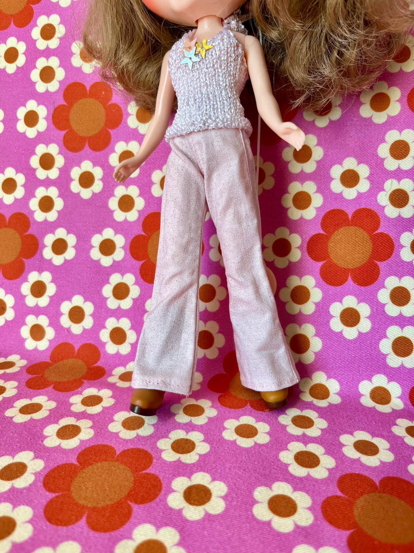 Pink Glitter Sparkle Flared Jeans Trousers for Blythe Doll Limited!