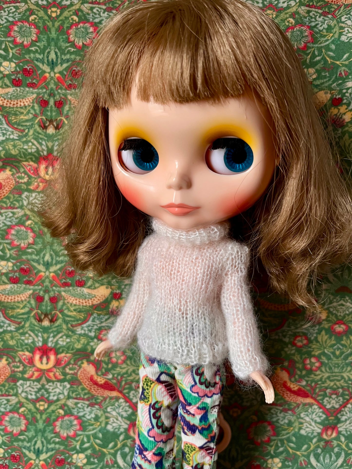 Liberty Corduroy Flared Trousers & Mohair Sweater Set for Blythe Doll