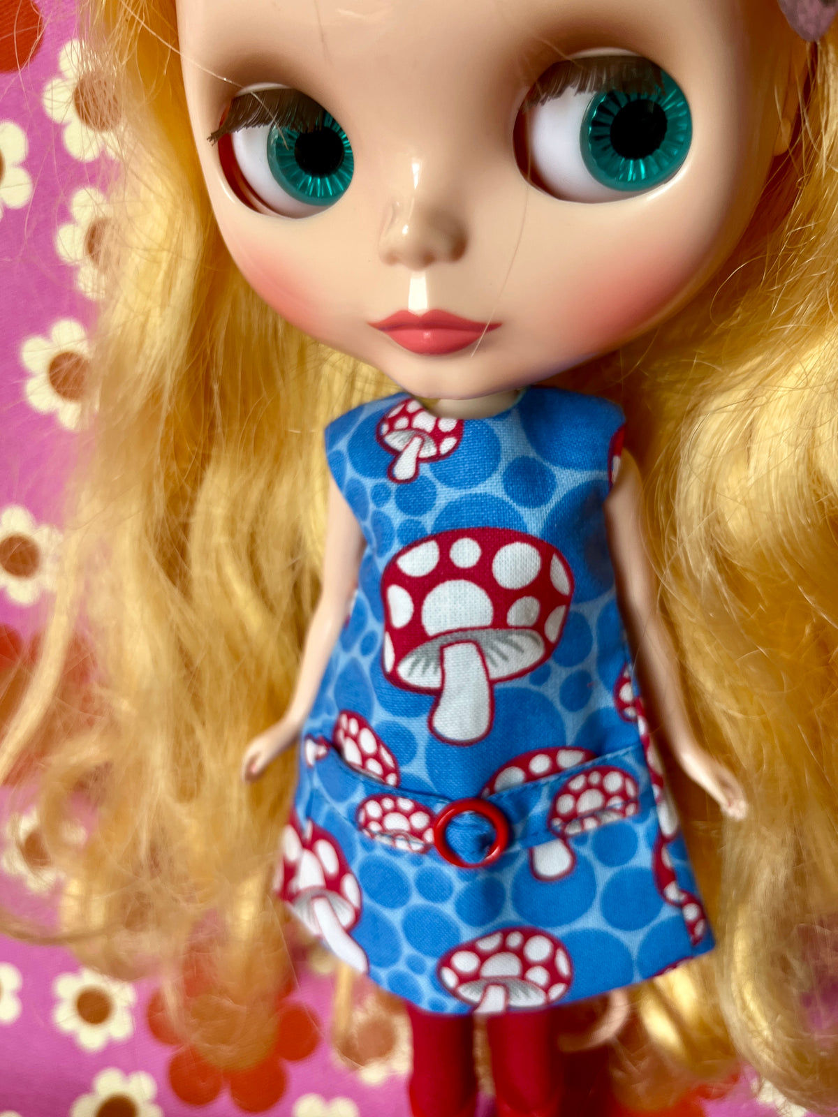 Blue Mushroom Mod Cilla Shift dress