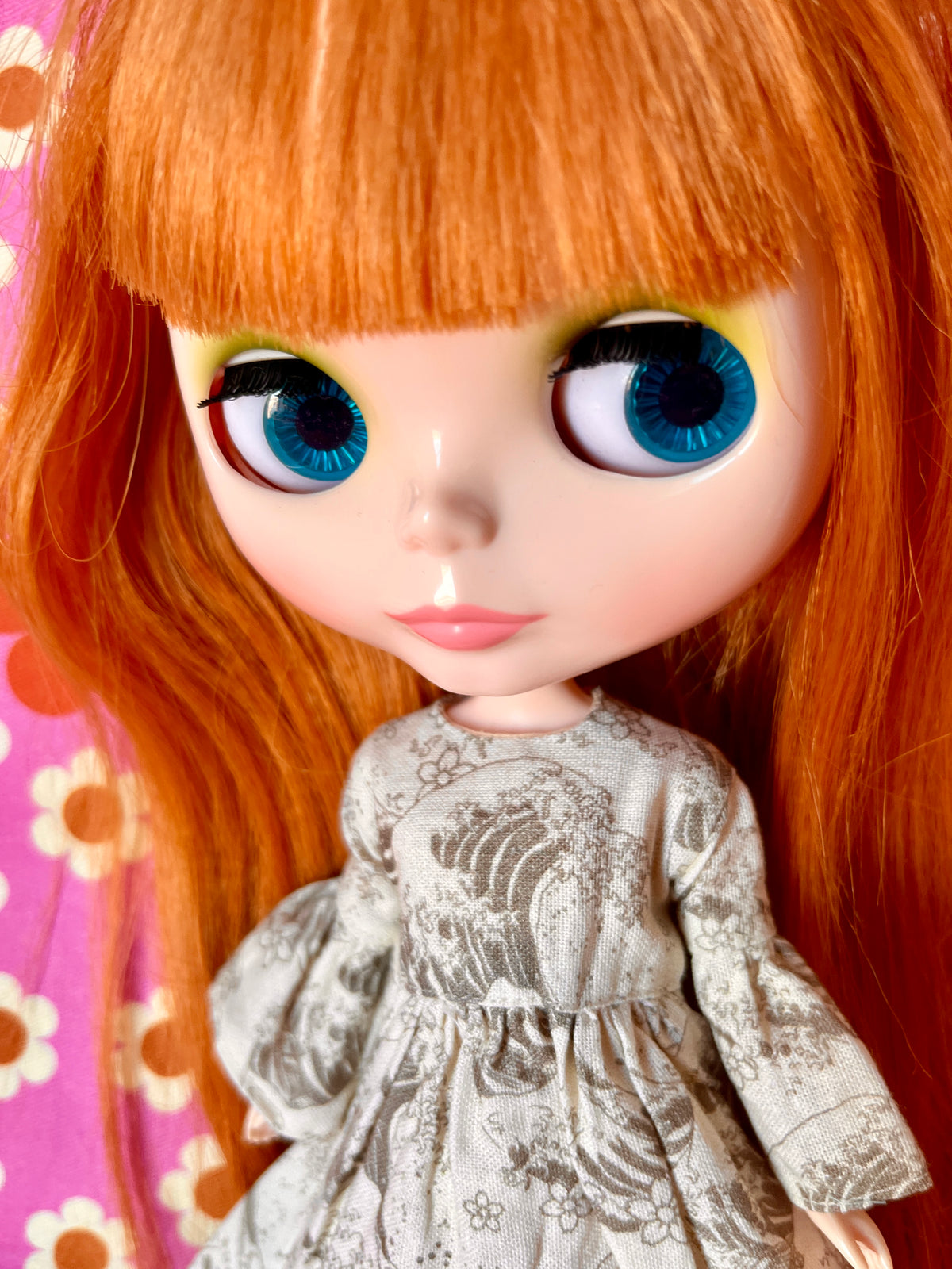 Hokusai Frill Sleeve Long Dress for Blythe Doll