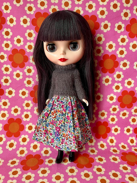 Liberty Skirt & Mohair Sweater Set for Blythe Doll