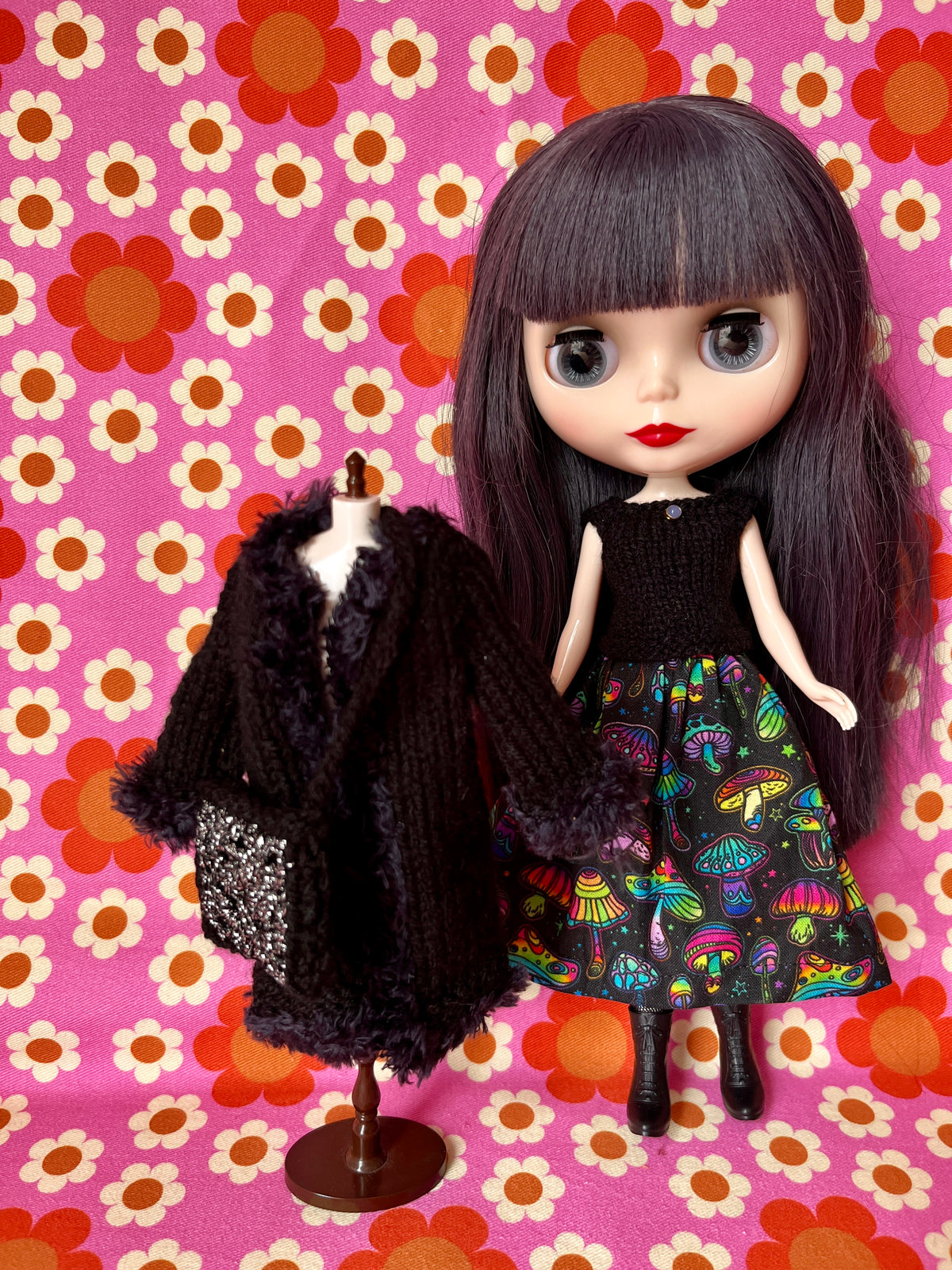 Halloween Edition 4 Piece Set: Coat, Skirt, Sweater, Bag (Boucle Trim)