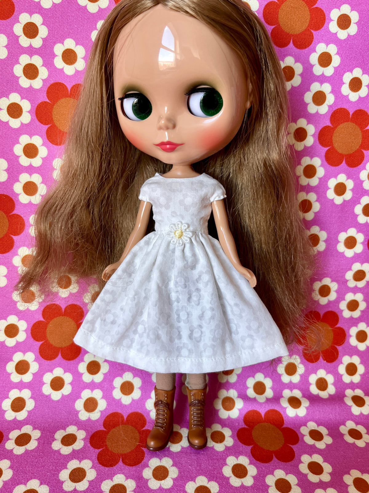 Daisy Cap Sleeve Dress for Blythe Doll (Yellow Daisy)