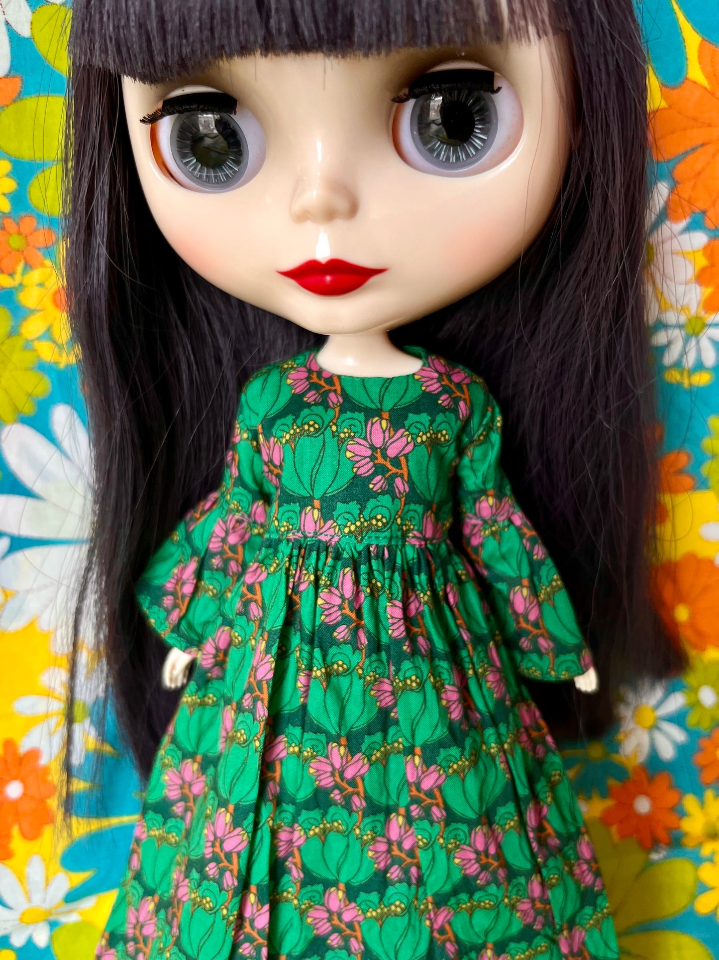 Liberty Tudor Tulip Green  Psychedelic Dress