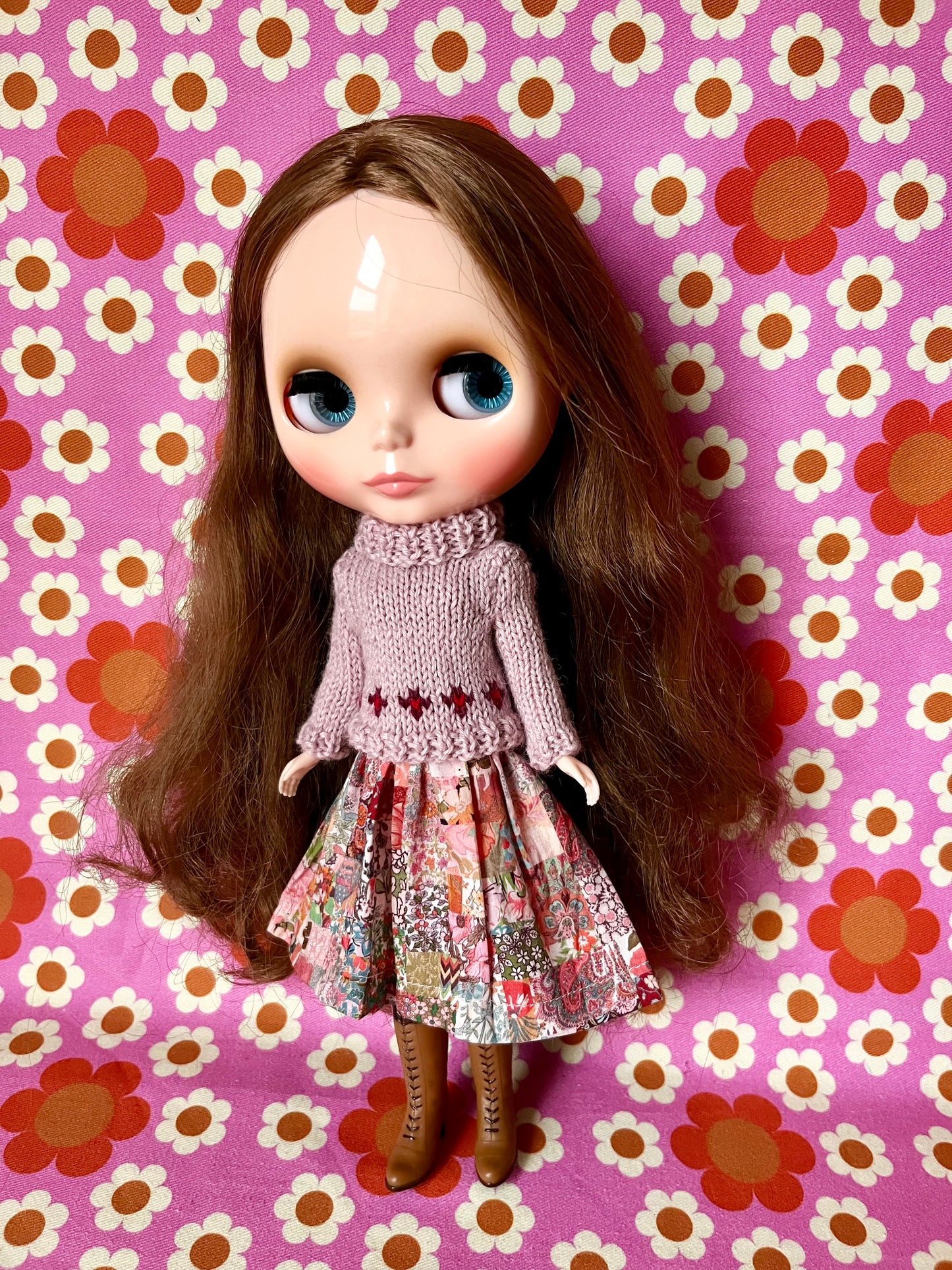 Liberty Dress & Daisy Sweater Set for Blythe Doll