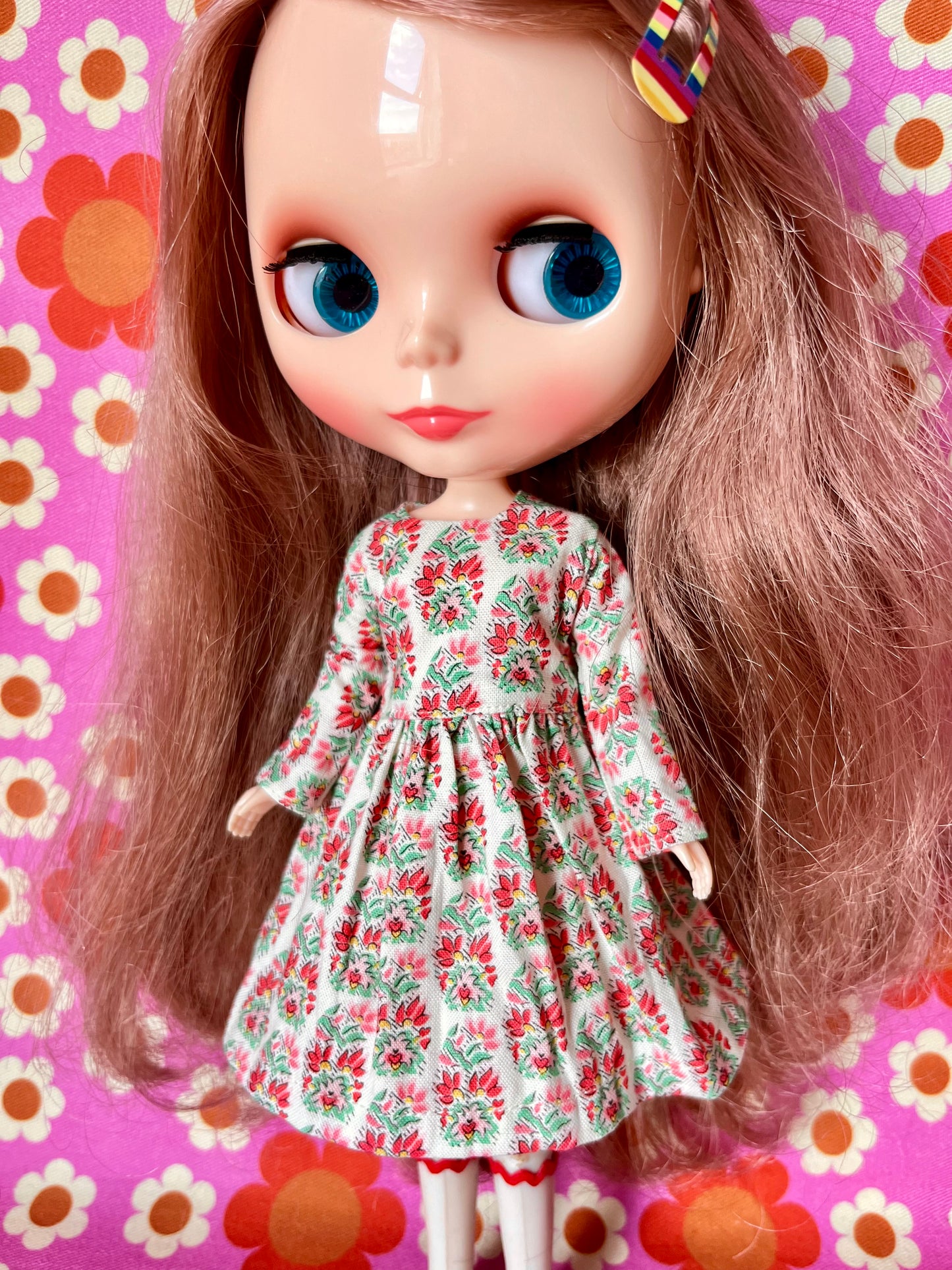 Liberty Pink Motif Valentine Dress for Blythe Doll